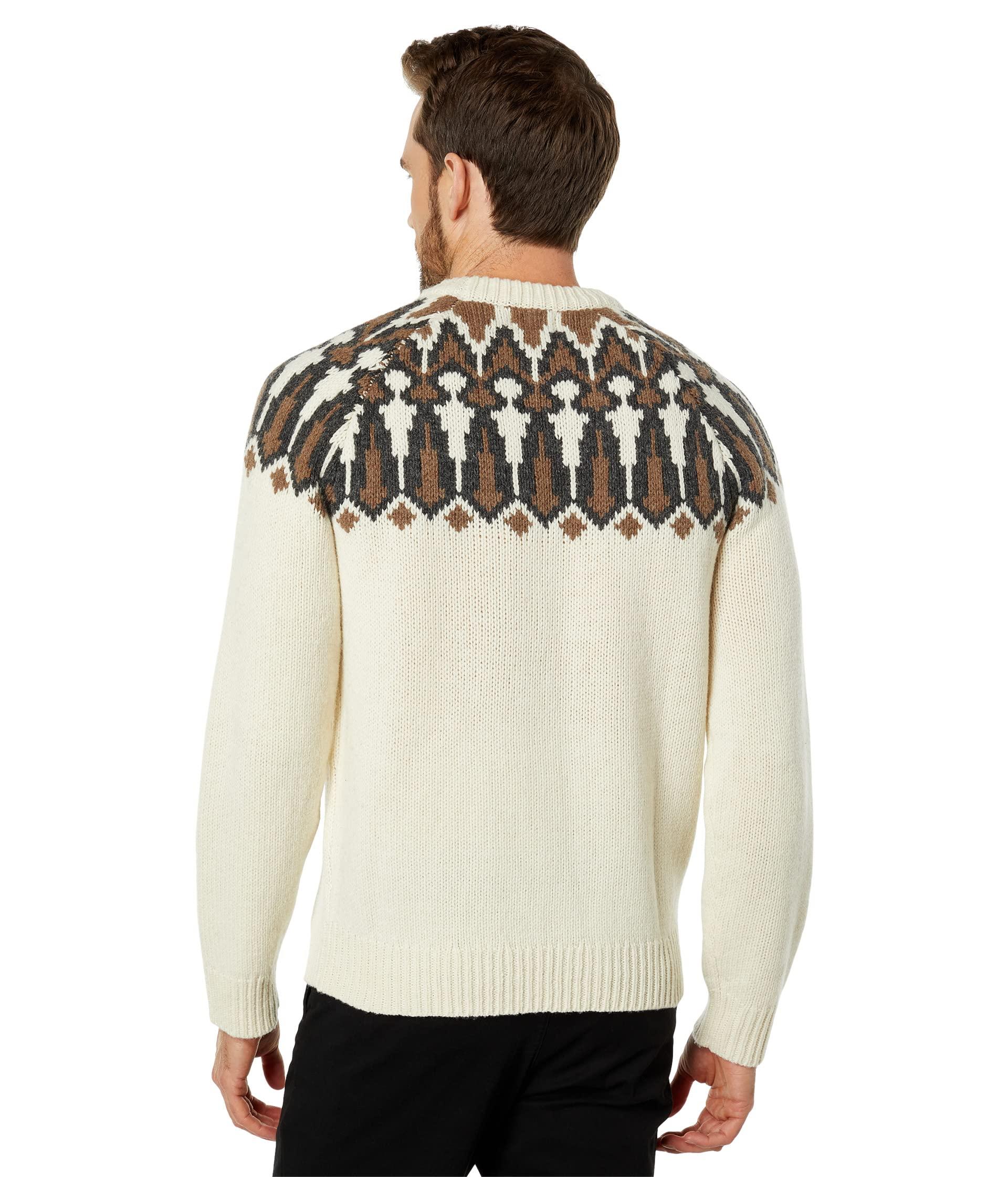 L.L. Bean Classic Raggwool Crew Sweater Yoke Fair Isle in Natural