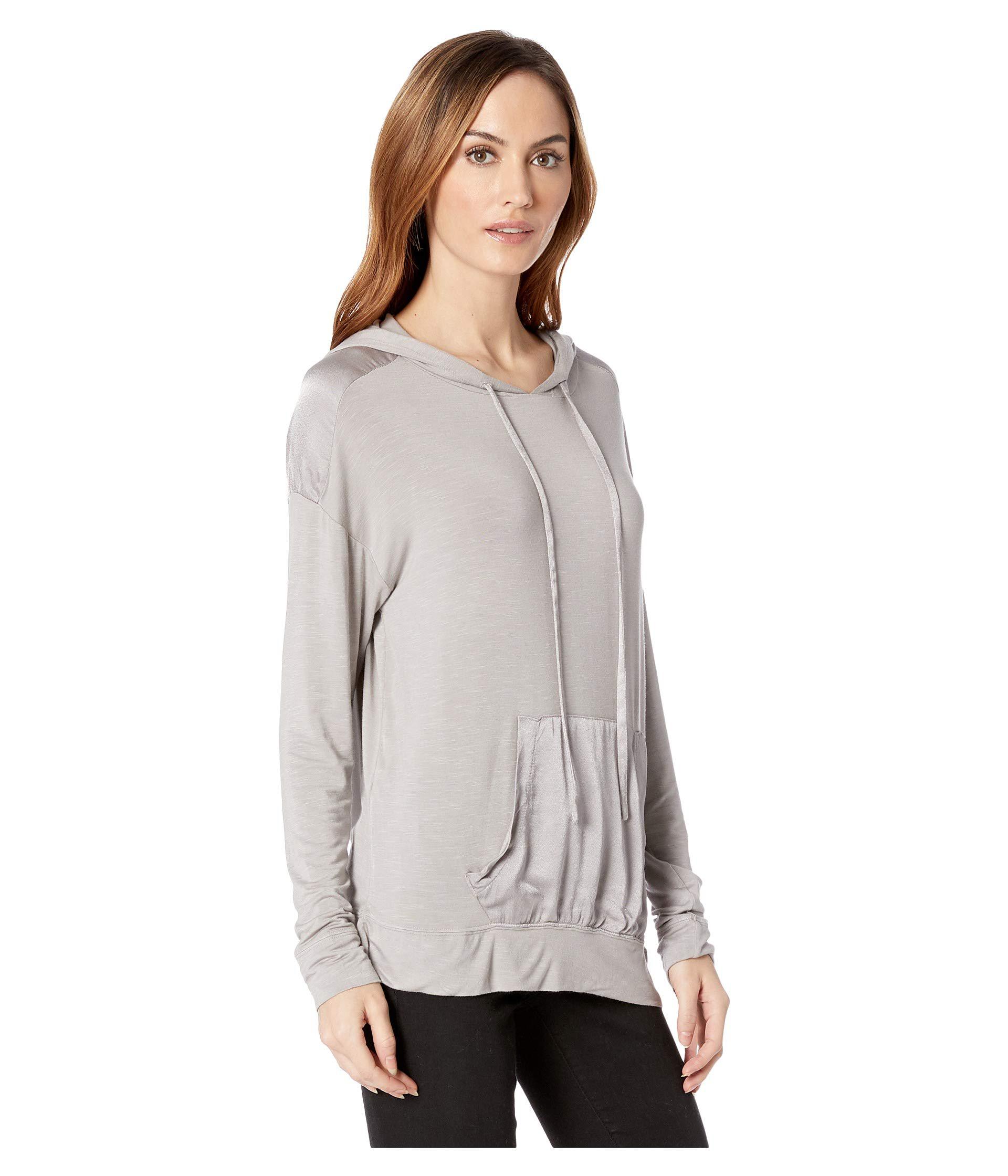 Lyst - Mod-O-Doc Rayon Spandex Slub Jersey Long Sleeve Hooded Tee With ...