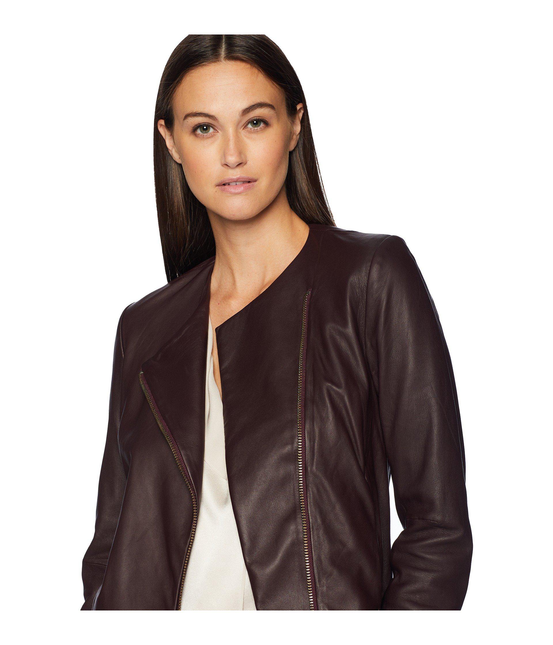 vince cross front leather jacket black