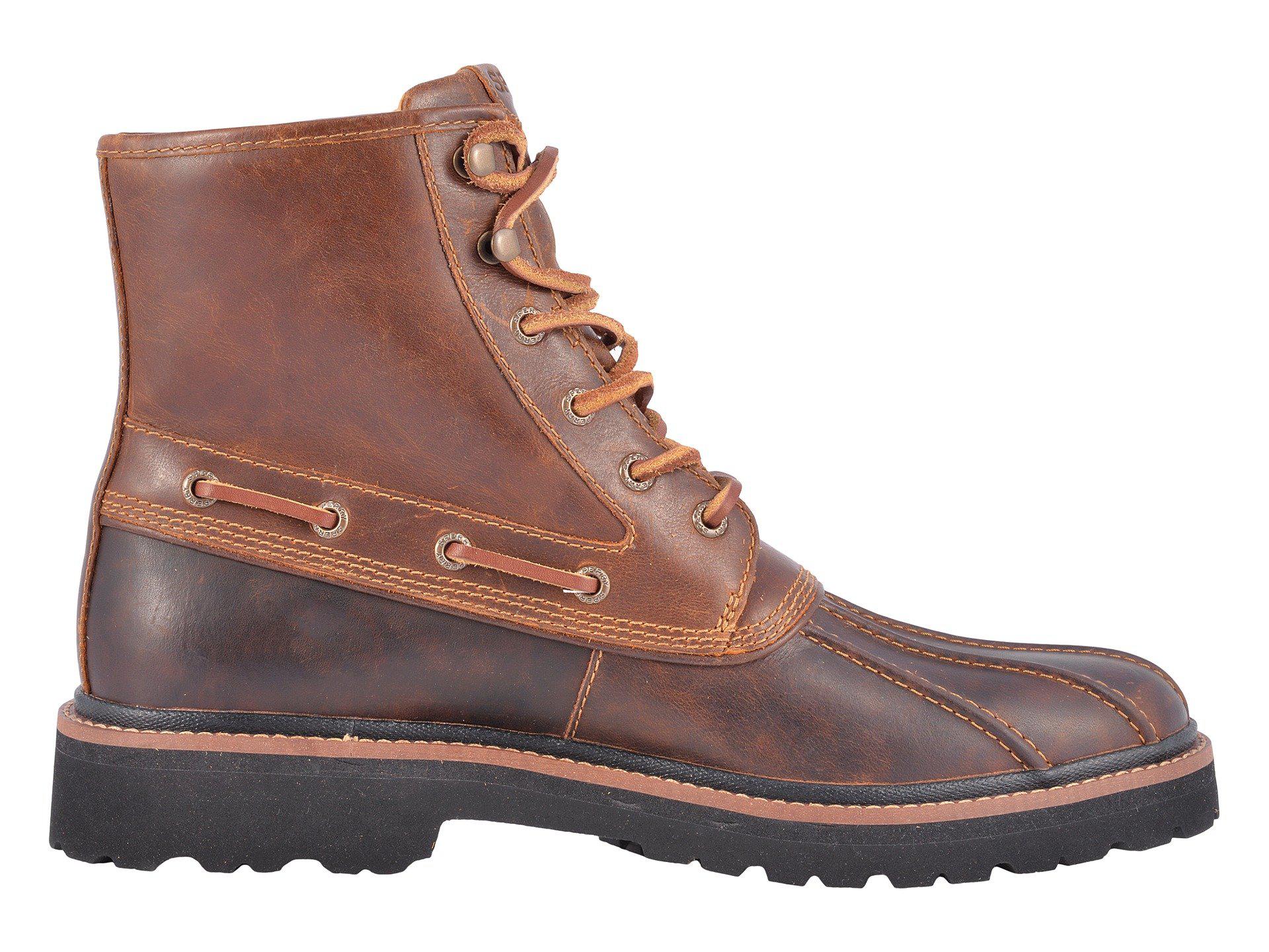sperry brown and tan gold cup lug duck boots