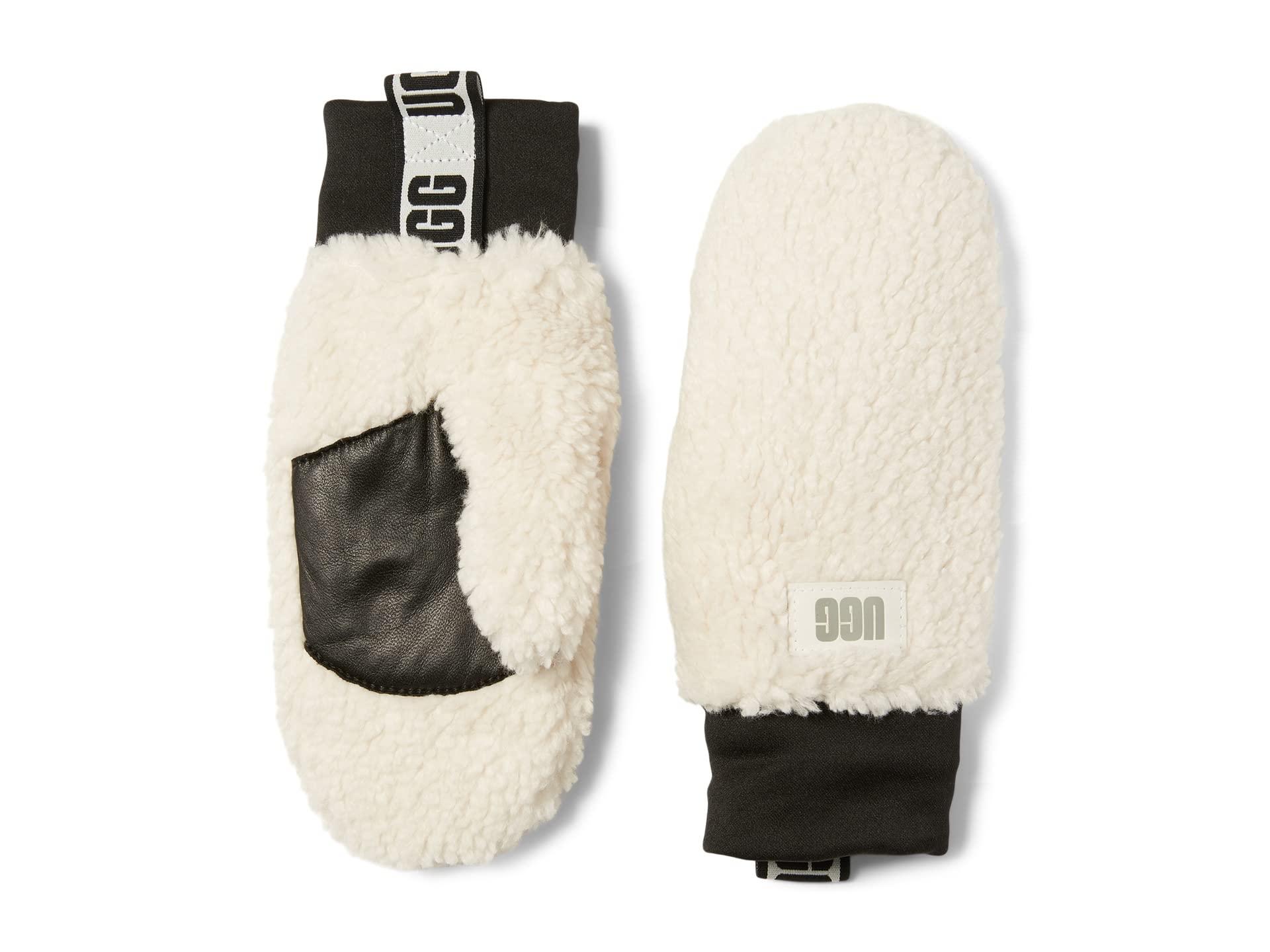 UGG Sherpa Mitten With Logo in White | Lyst