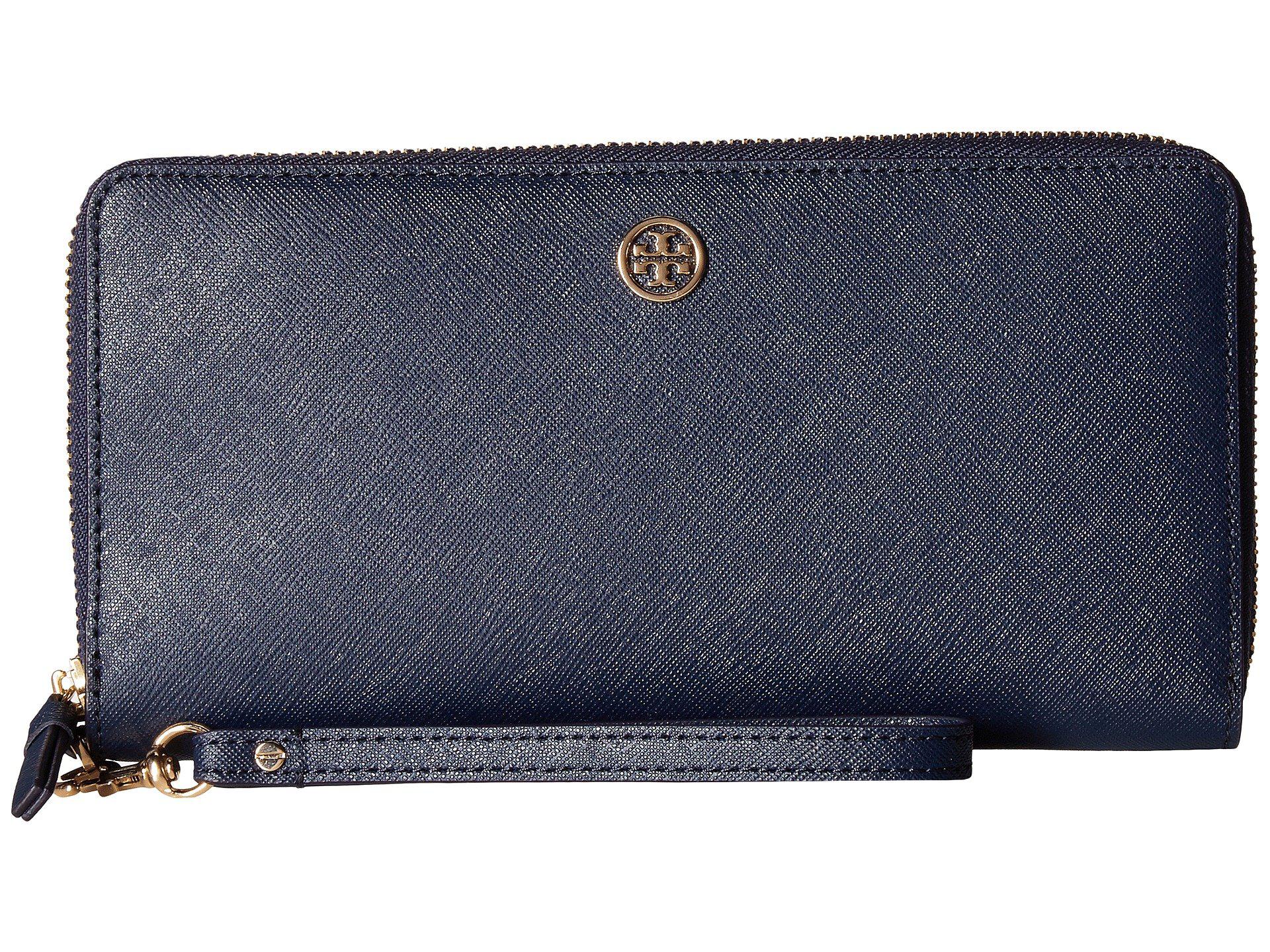 Tory Burch Leather Robinson Passport Continental Wallet (royal Navy) Wallet Handbags in Blue Lyst