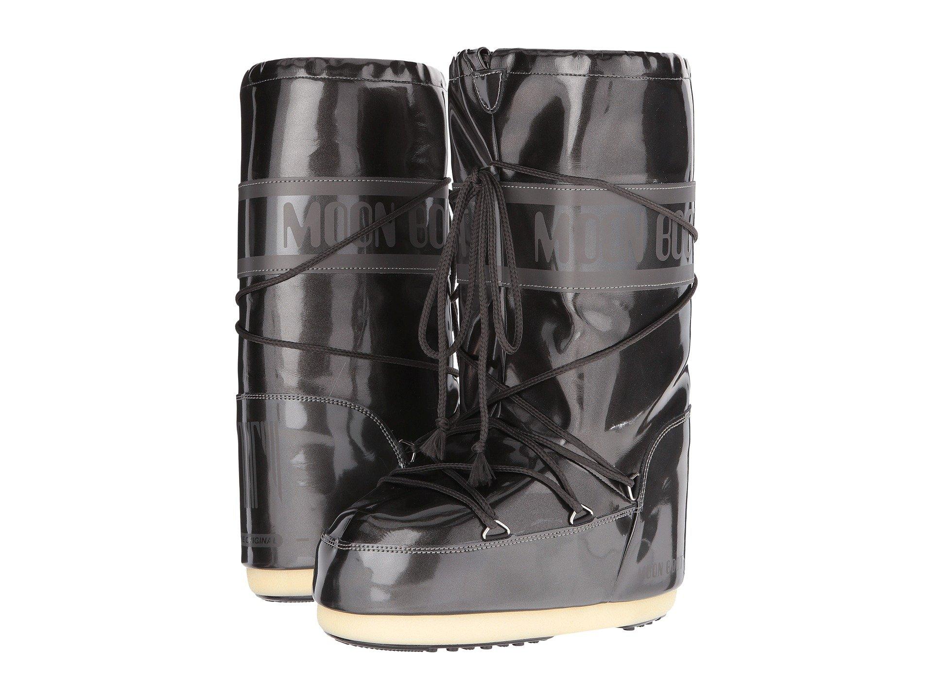 black metallic boots
