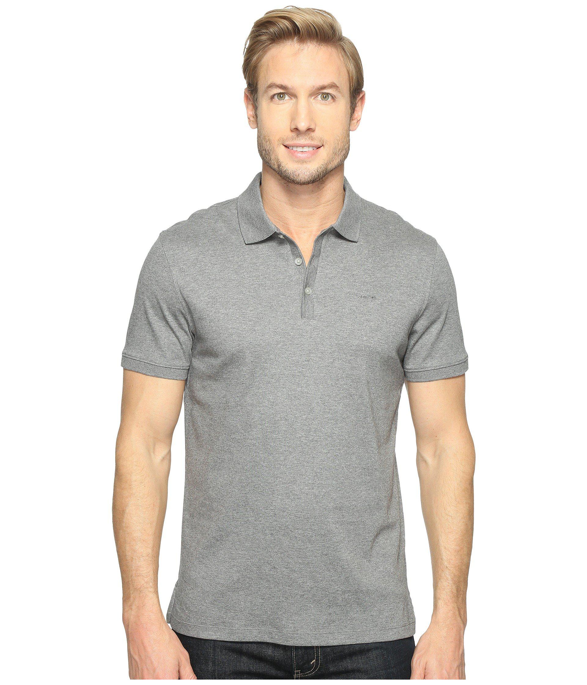 Download Calvin Klein Liquid Cotton Polo (medium Grey Heather) Men ...