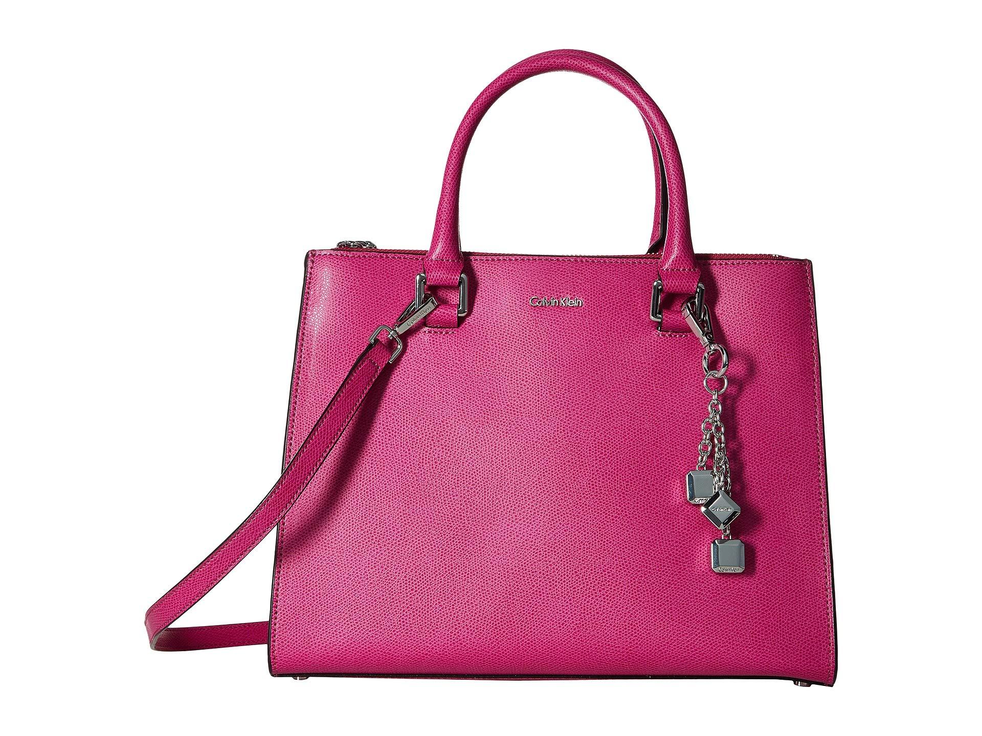 Calvin Klein Leather Mercury Satchel (magenta) Satchel Handbags in Purple -  Lyst