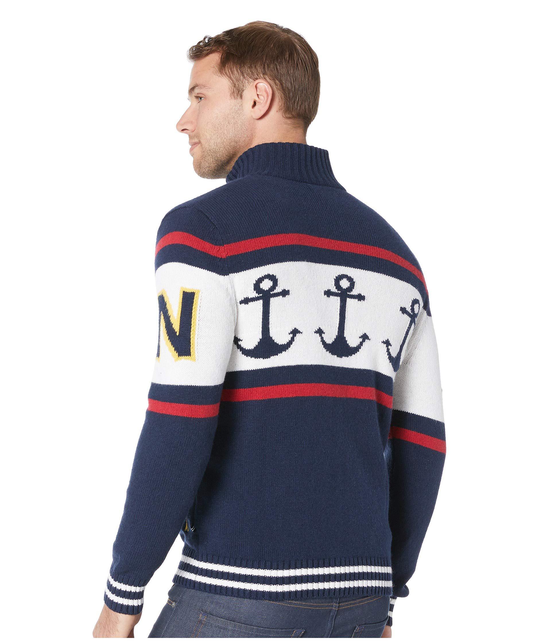 Nautica Cotton Long Sleeve Full Zip Front Crew Neck ...