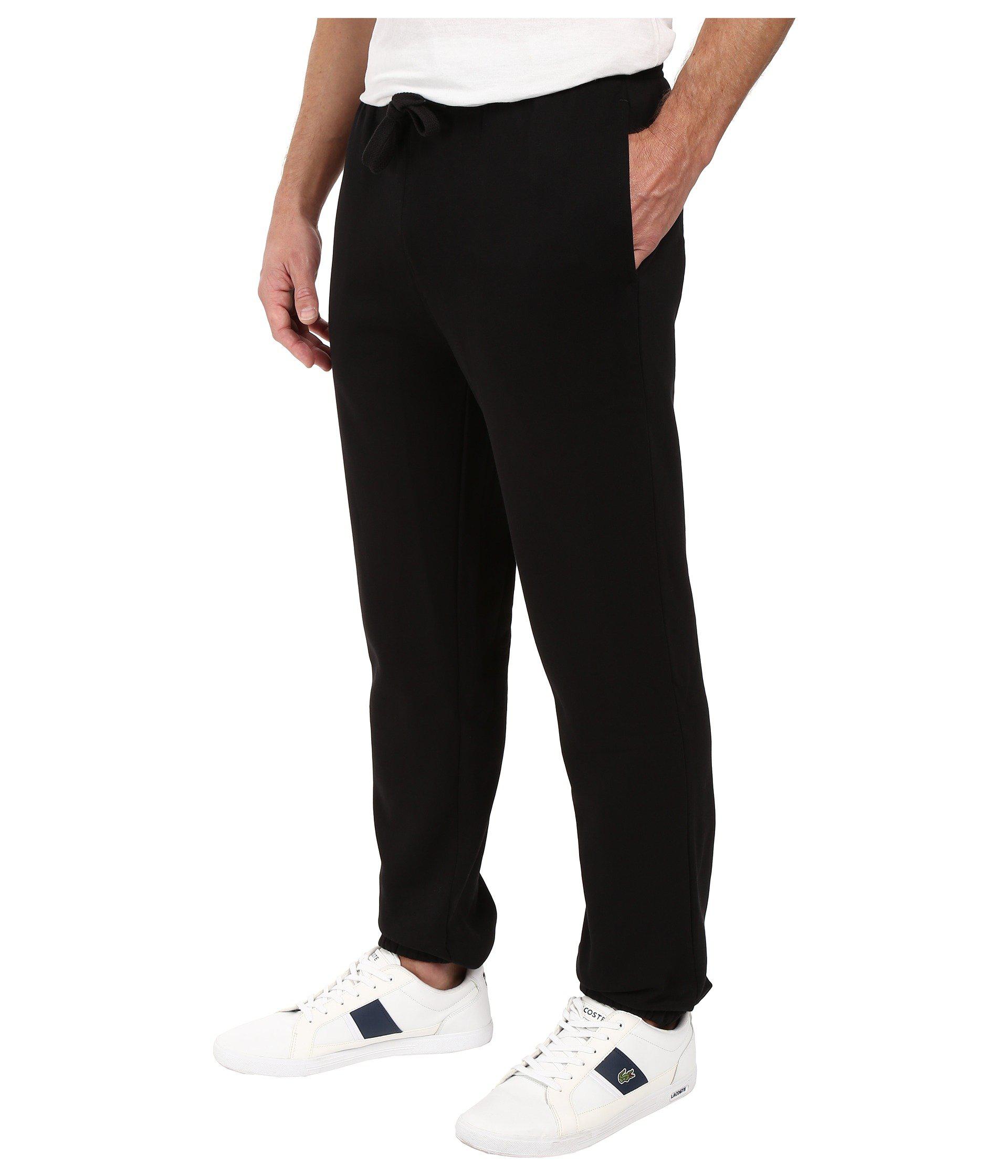 Lacoste Sport Fleece Pants With Elastic Leg Opening in Black for Men - Lyst