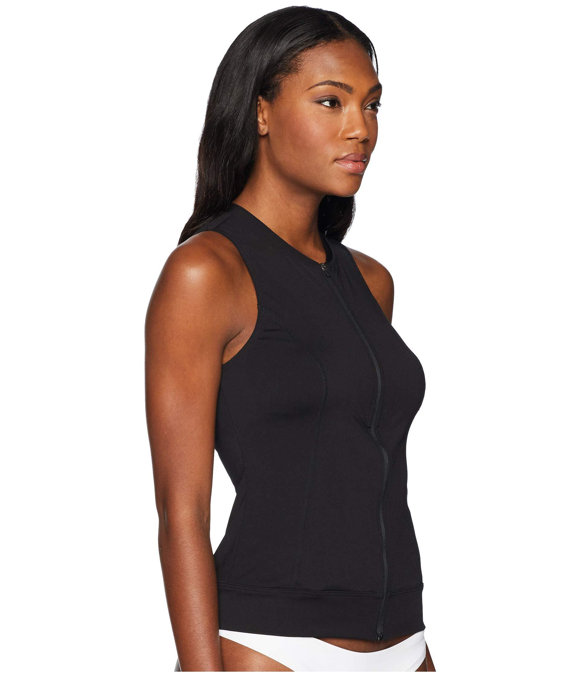Speedo Synthetic Zip Front Tankini Top (black) Women's Swimwear - Lyst