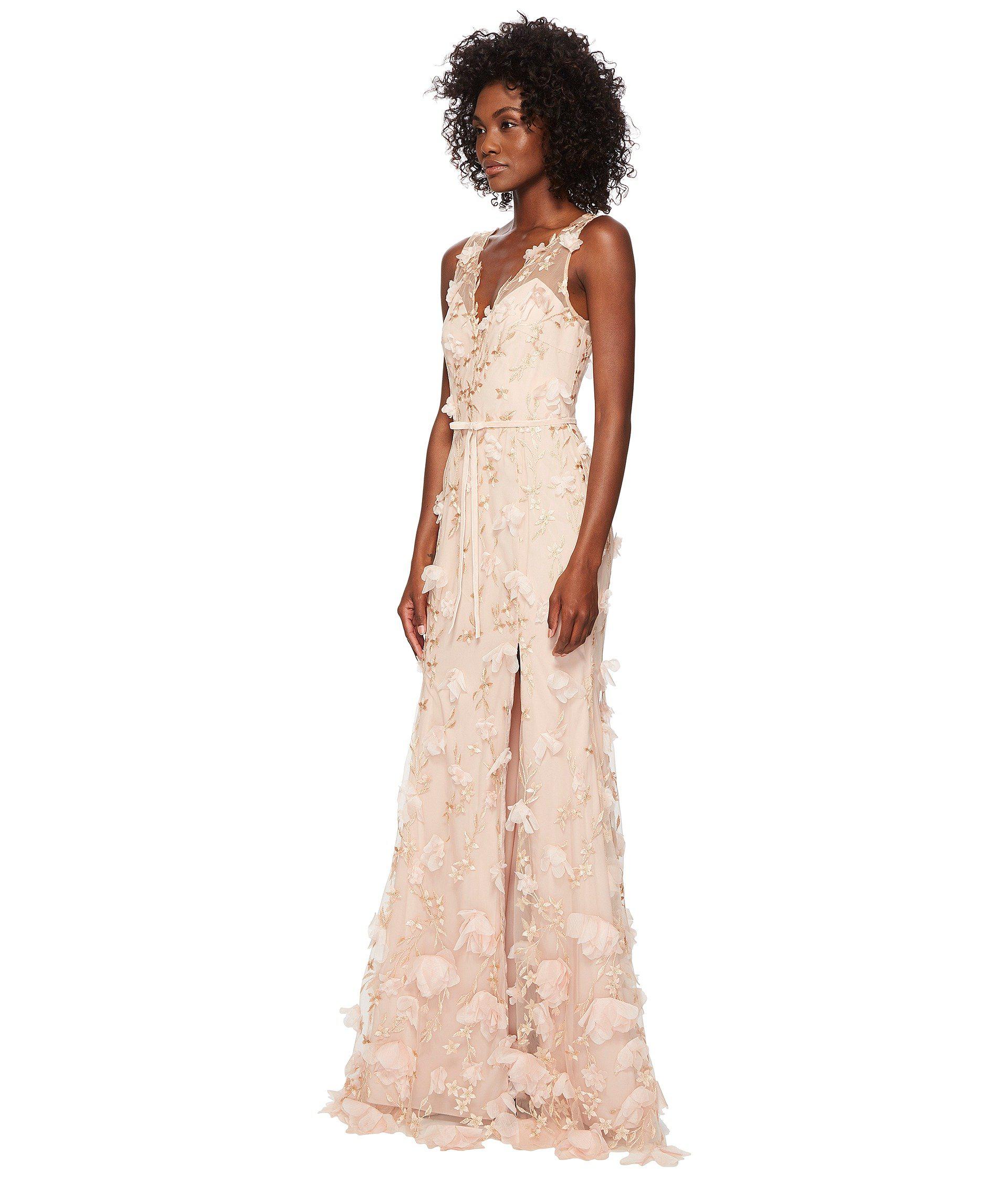 Marchesa notte V-neck Embroidered Gown ...