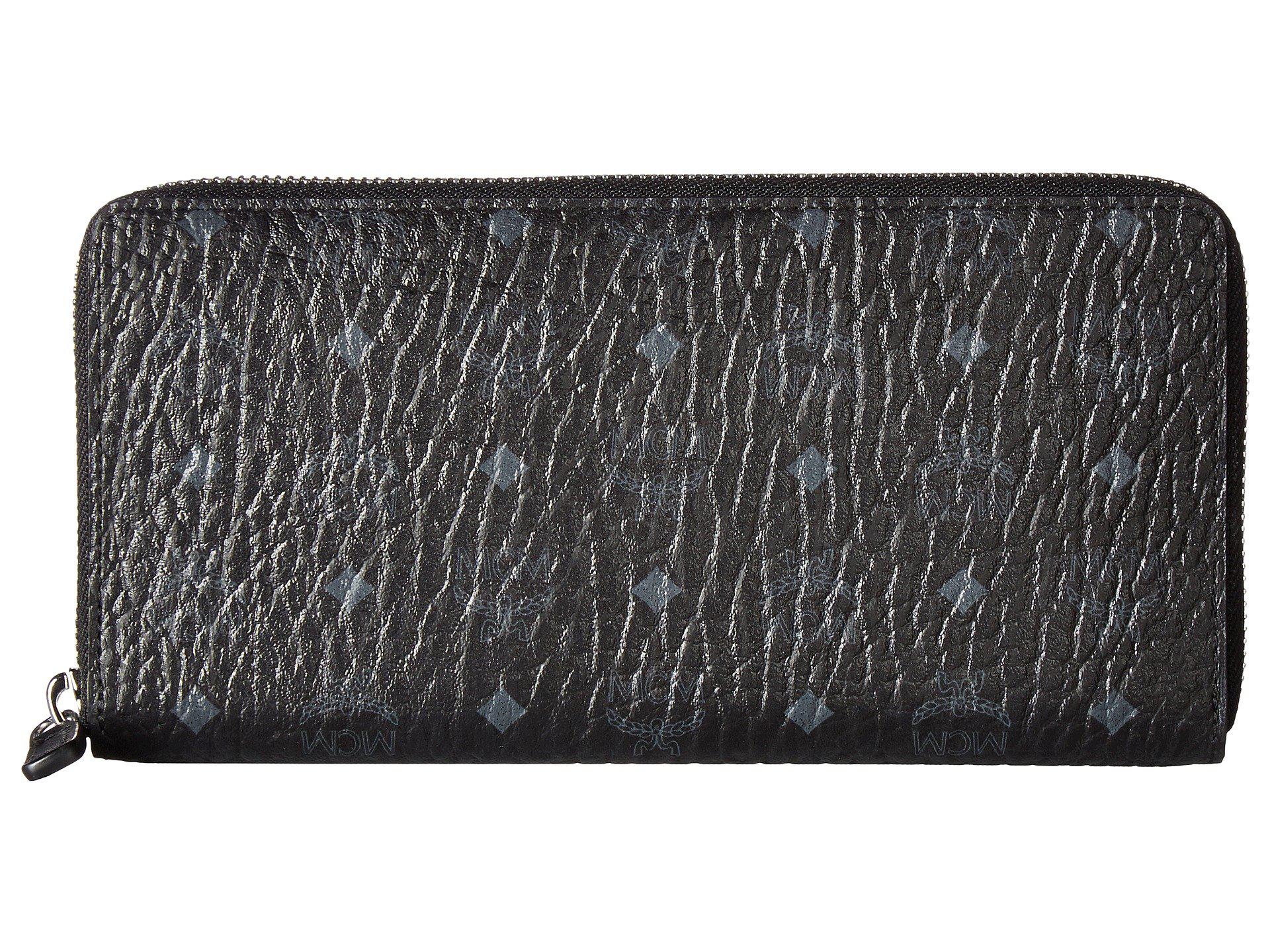 MCM Leather Visetos Original Zip Around Wallet in Black Lyst