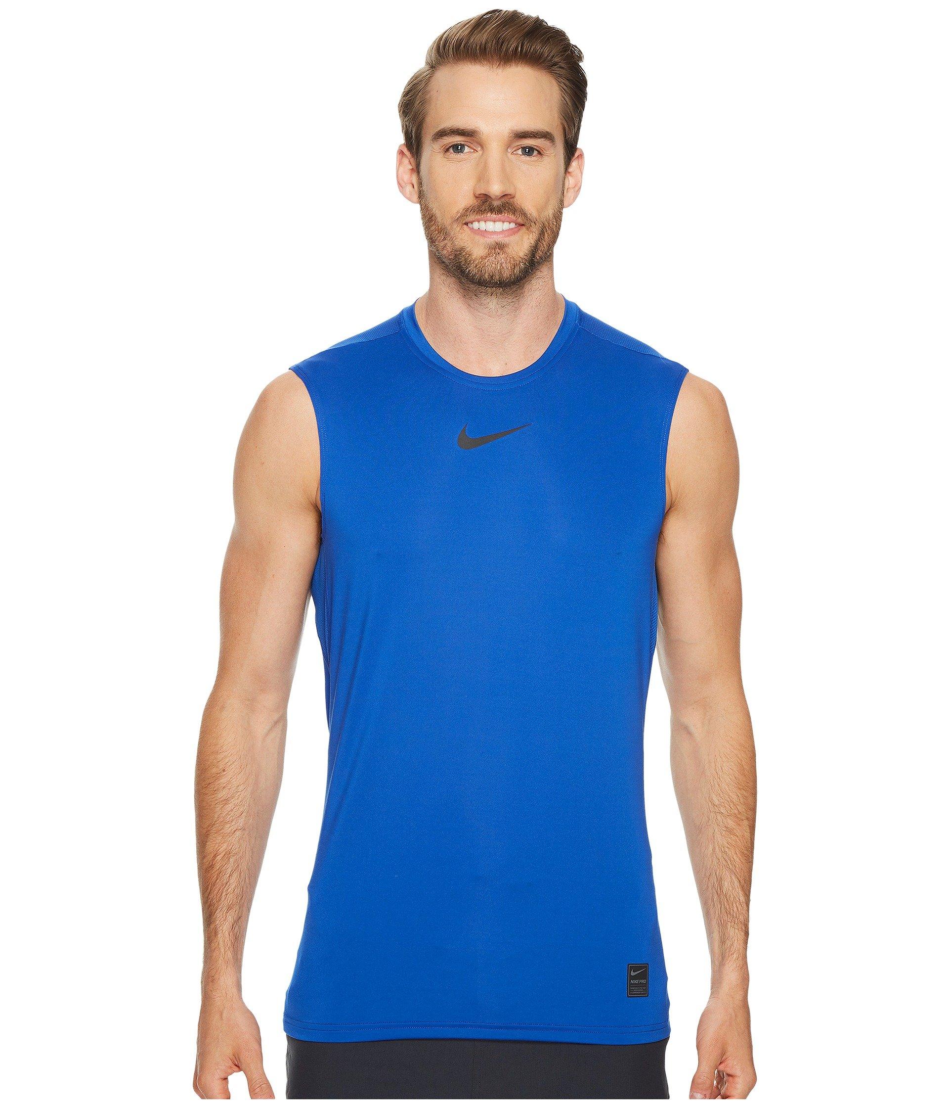 Nike Synthetic Pro Fitted Sleeveless Training Top in Blue for Men - Lyst