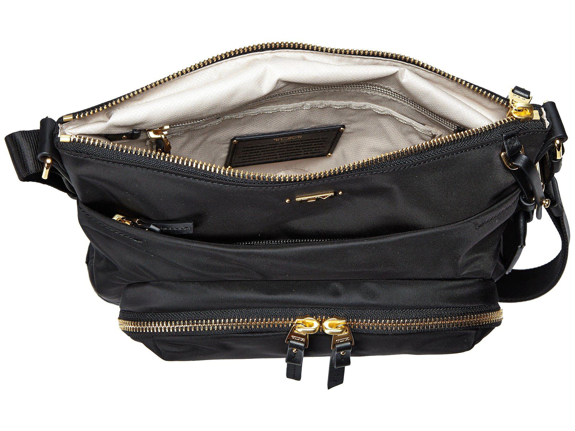 Tumi Synthetic Voyageur Capri Crossbody (black/gold Zipper) Cross Body Handbags - Lyst