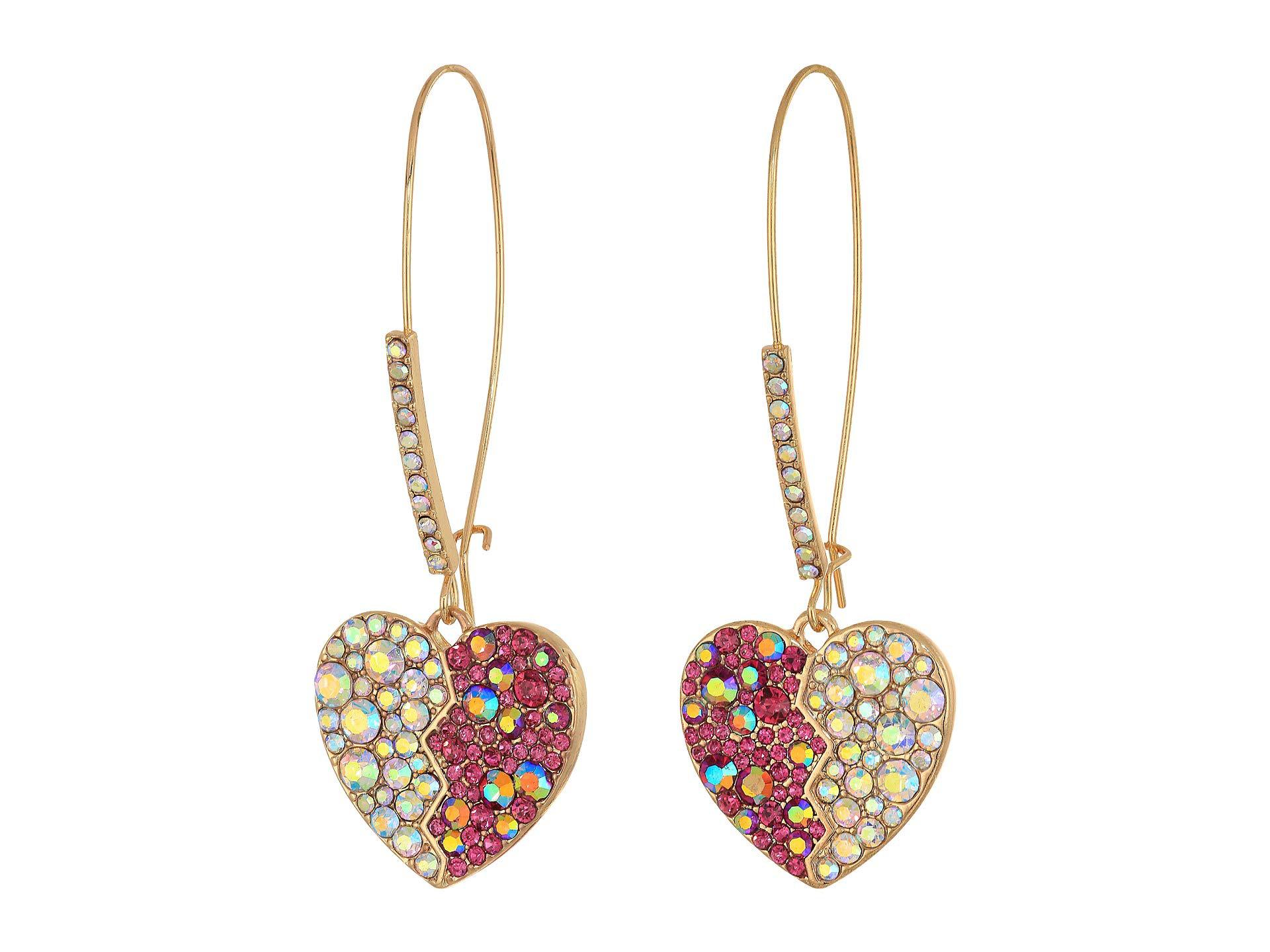 Lyst Betsey Johnson Heart Long Drop Earrings (pink) Earring in Pink