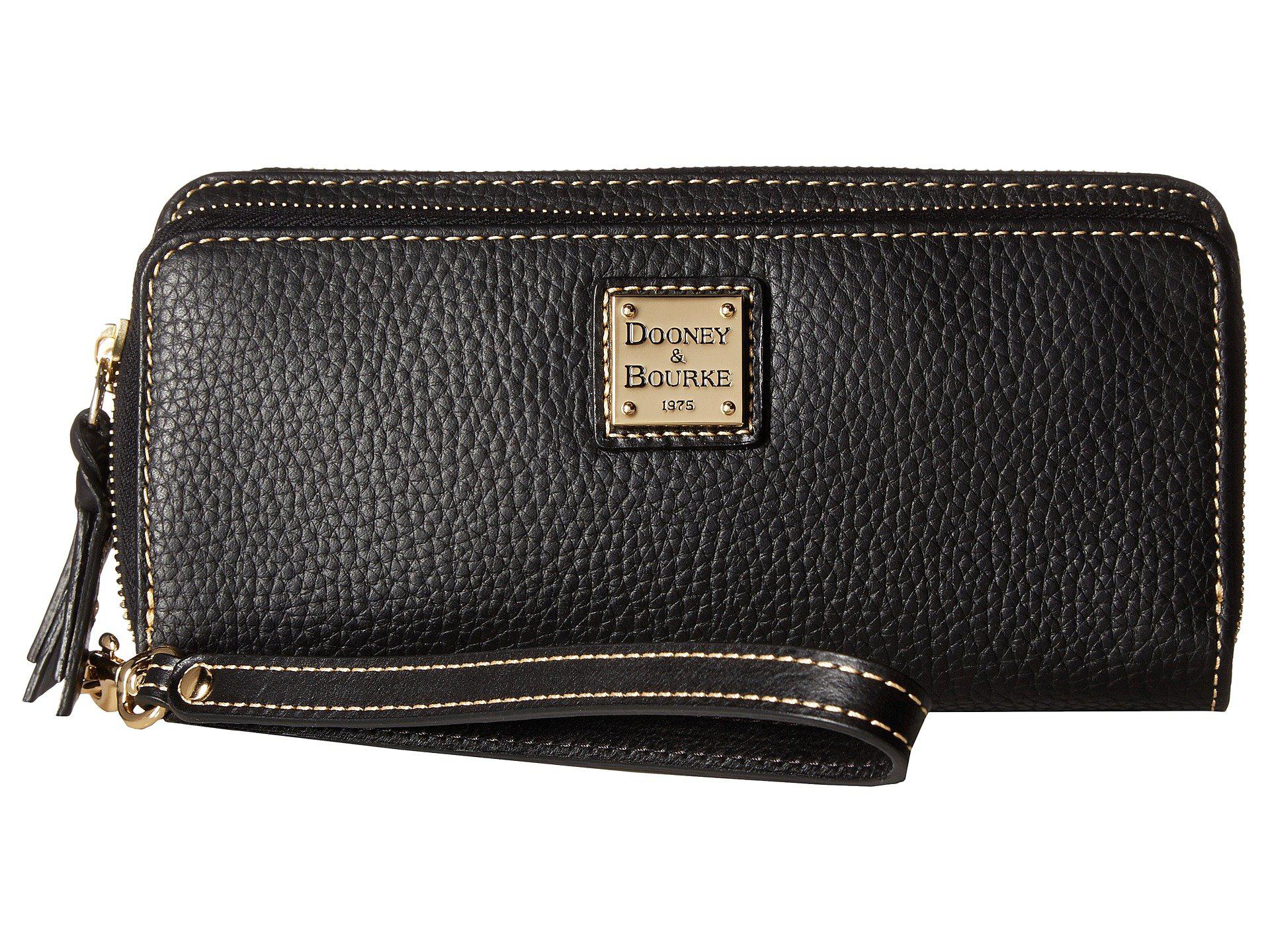 Dooney & Bourke Pebble Double Zip Wallet (black W/ Black Trim) Wallet  Handbags | Lyst