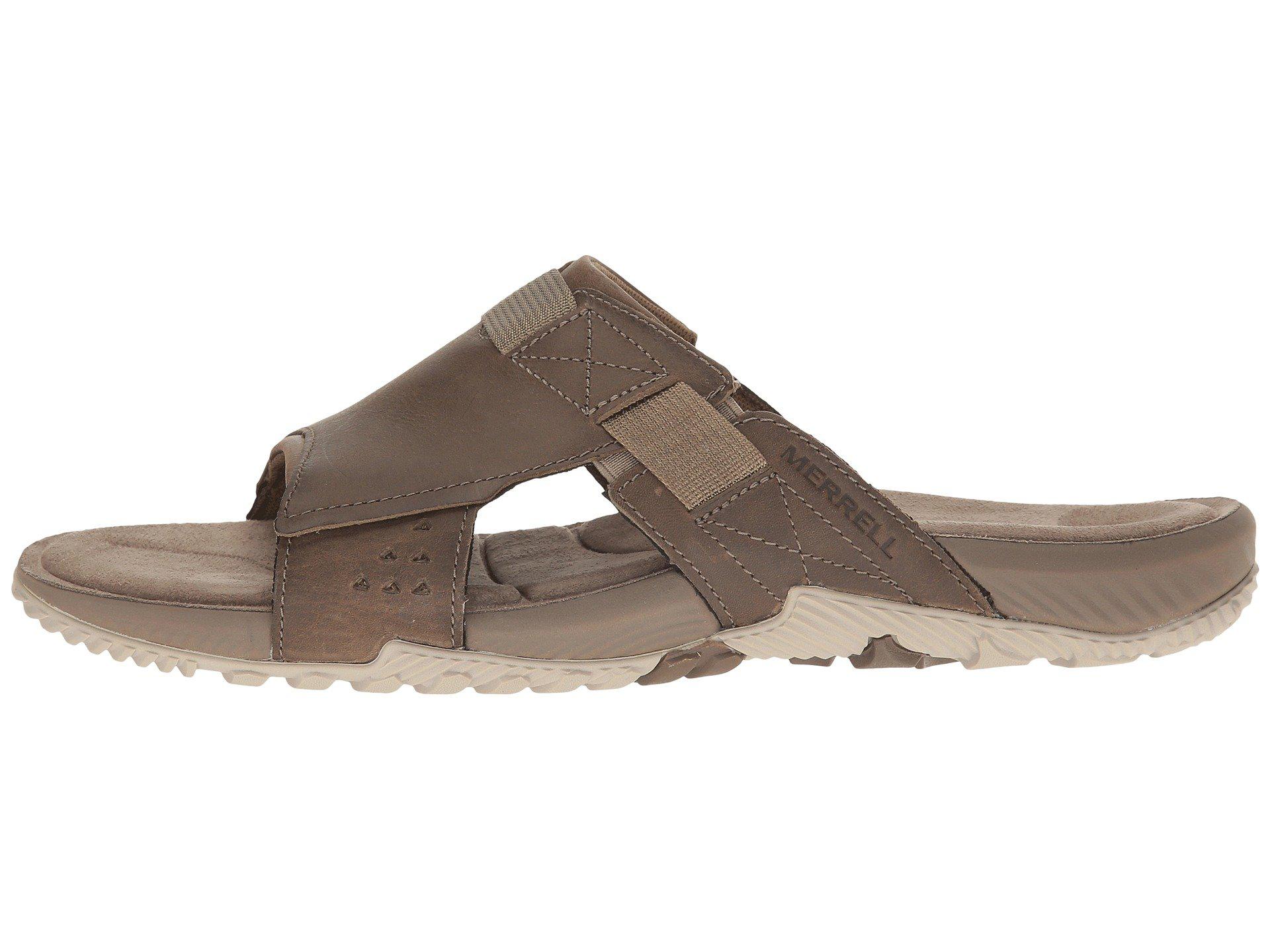 Merrell Leather Terrant Slide Open Toe Sandals in Brown for Men - Lyst