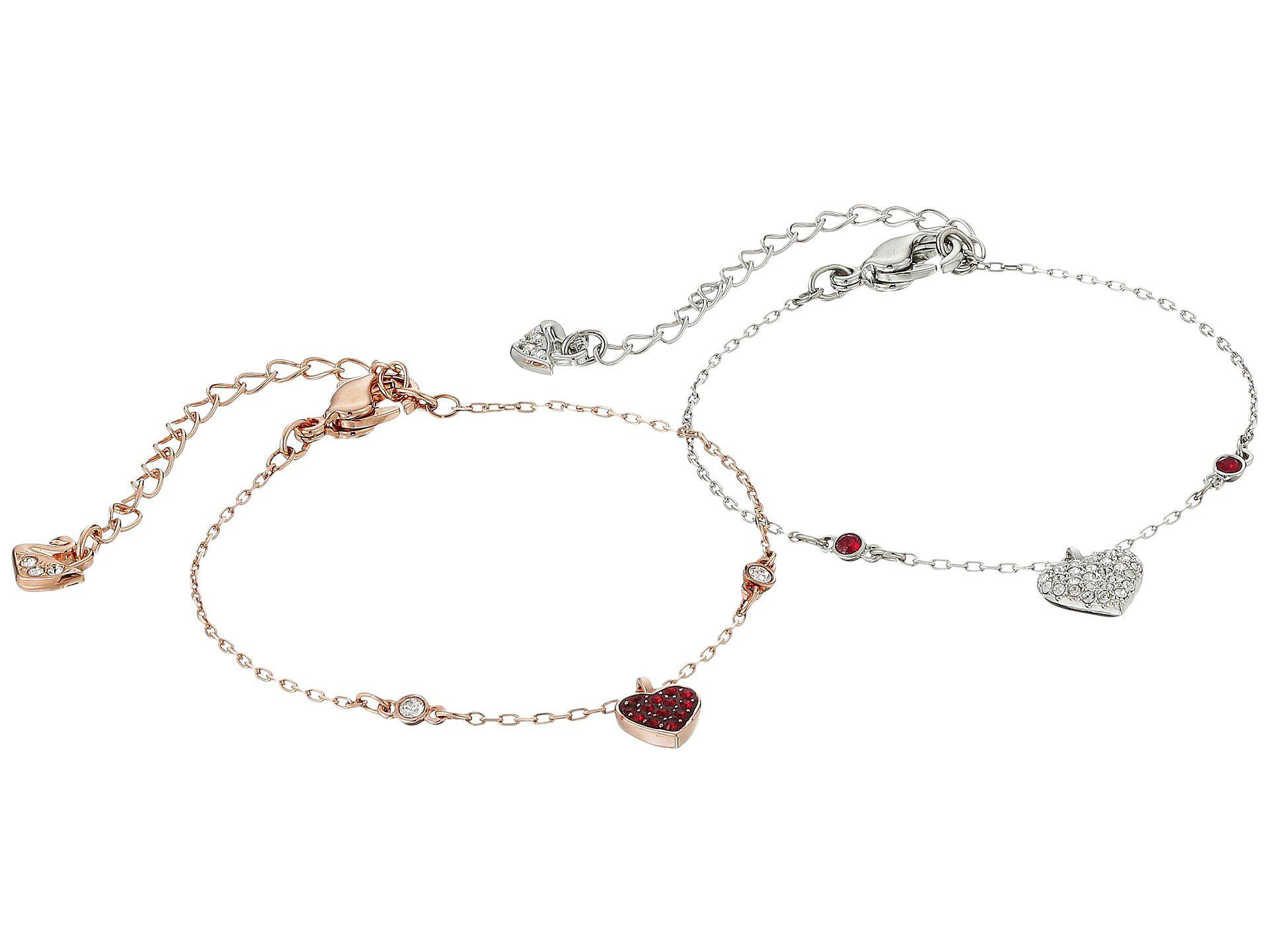 Swarovski Crystal Wishes Heart Bracelet Set in Red - Lyst