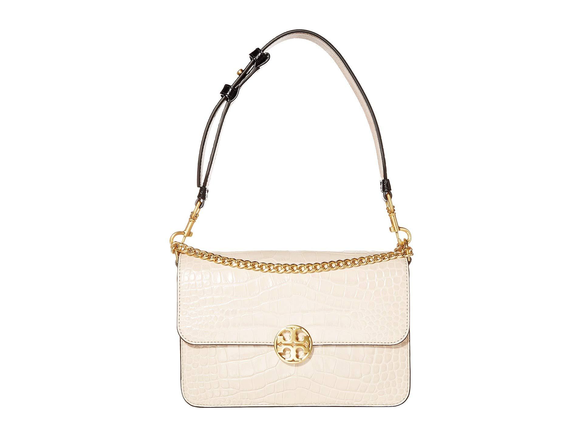tory burch chelsea croc embossed convertible shoulder bag