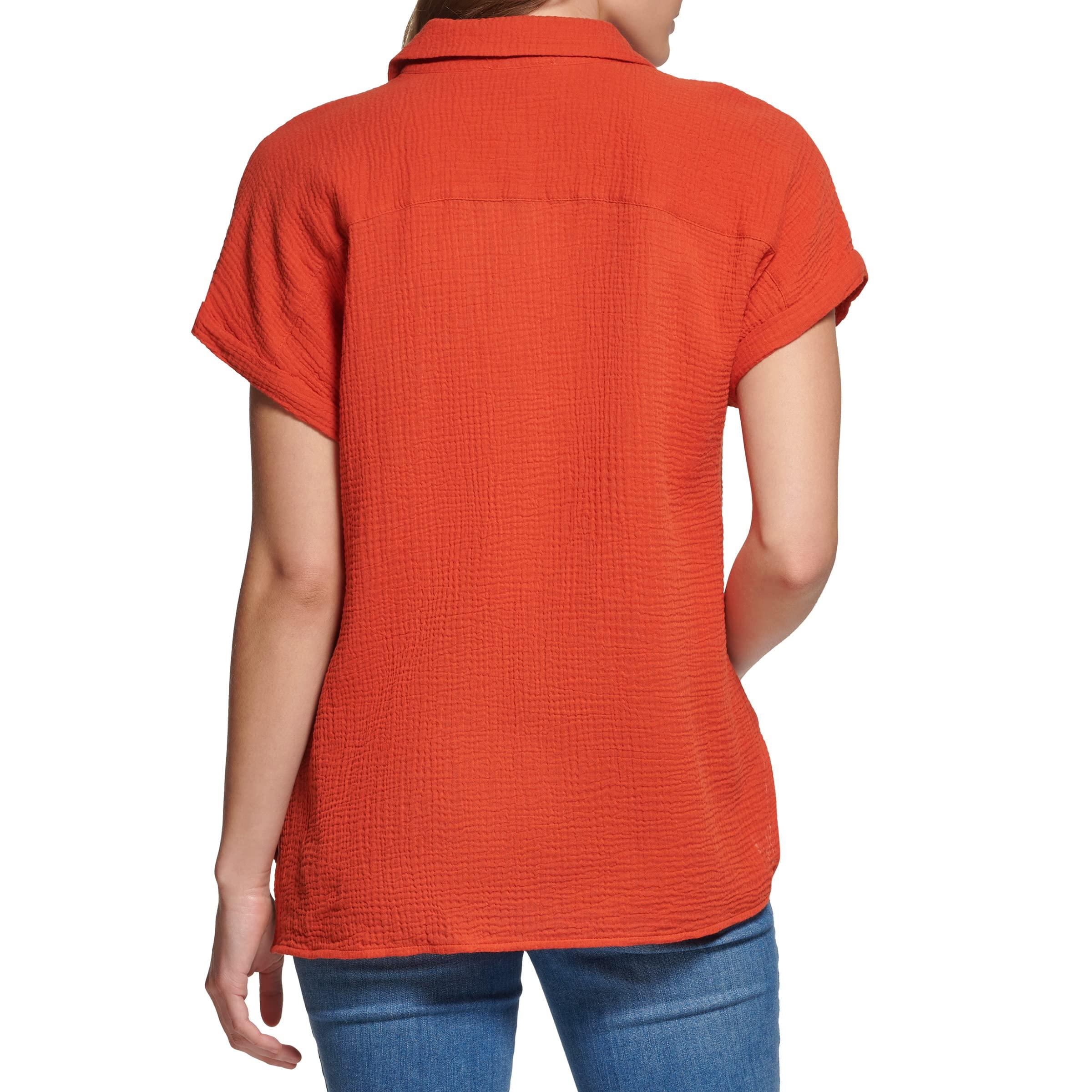 Short Sleeve Button Front Camp Shirt 