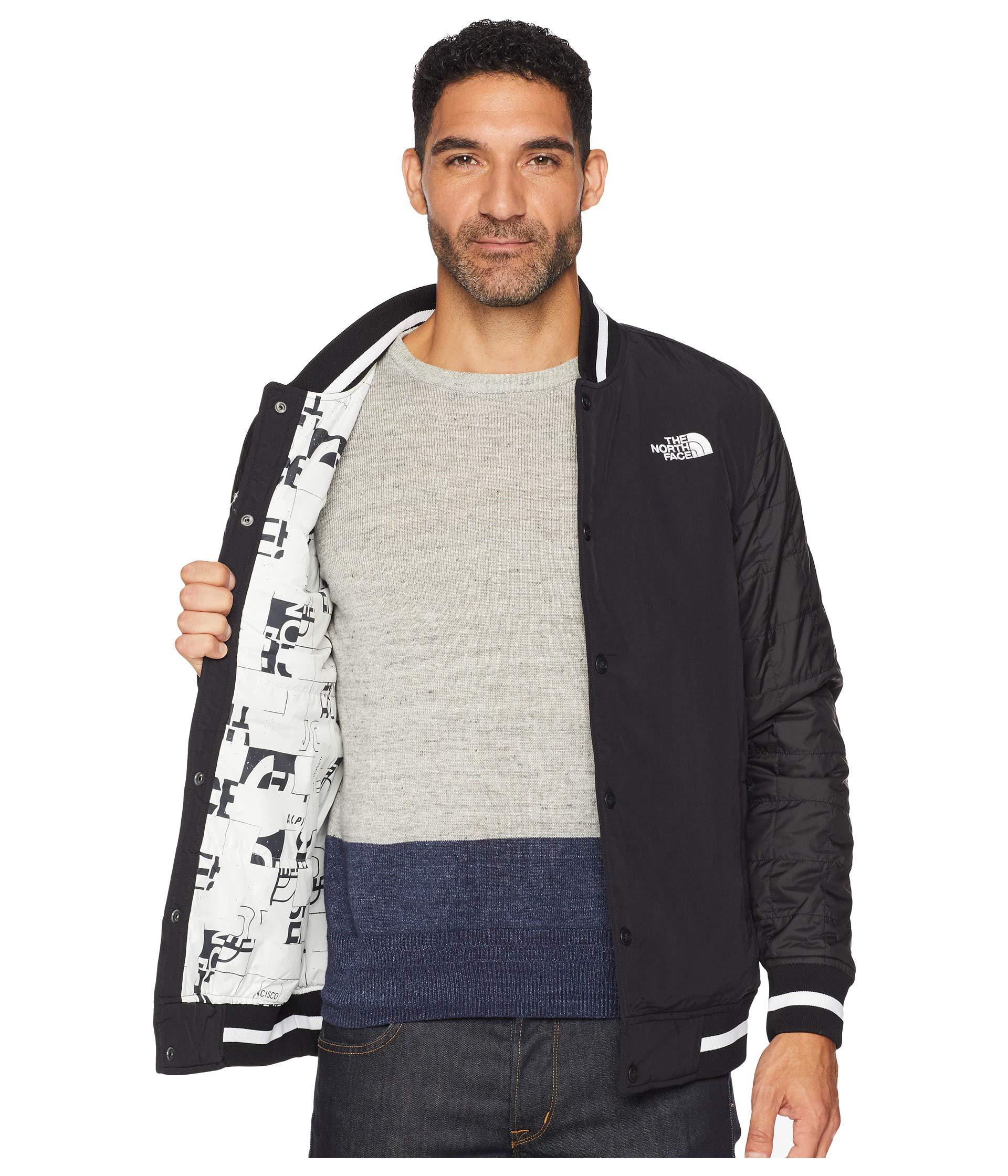 The North Face Synthetic Transbay Insulated Varsity Jacket (tnf Red Broken  Grid Print) Men's Coat in Black for Men - Lyst