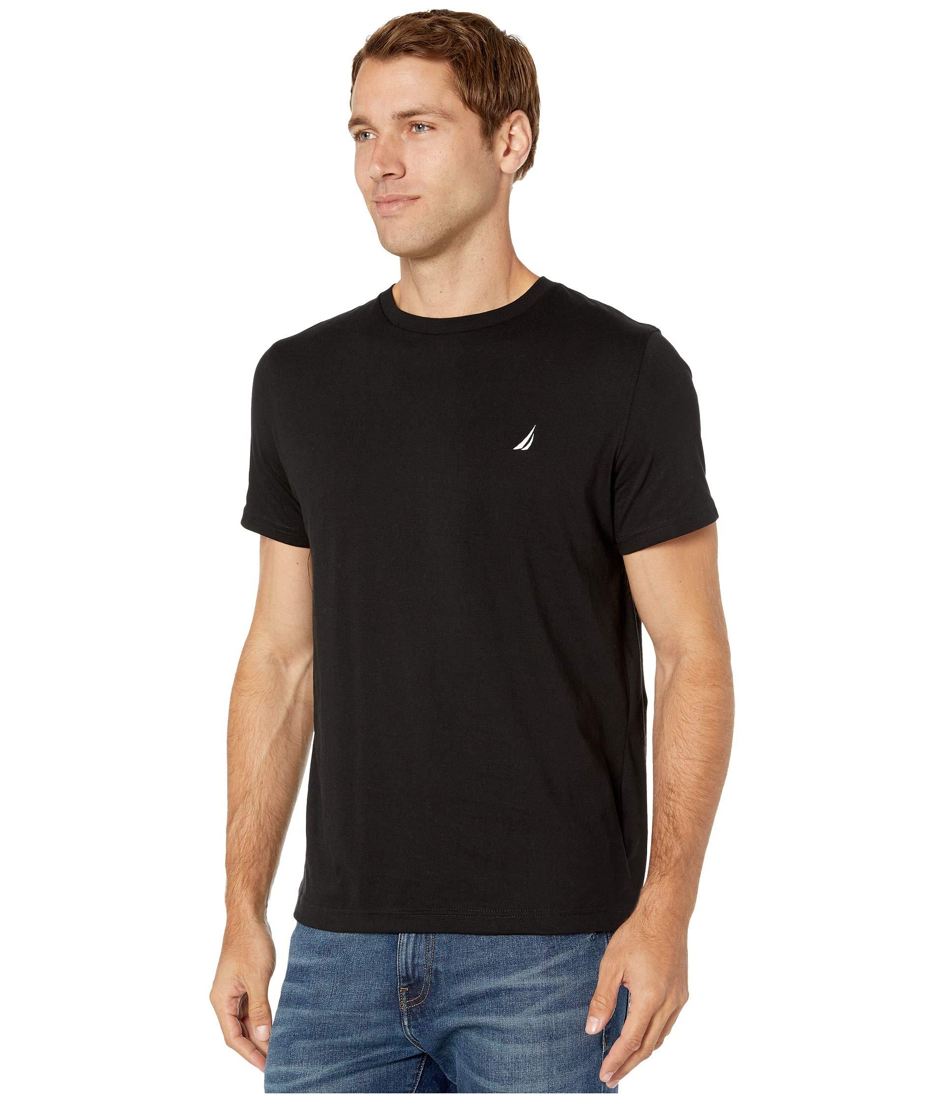 Nautica Cotton Short Sleeve Solid Crew Neck T-shirt in Black for Men - Lyst