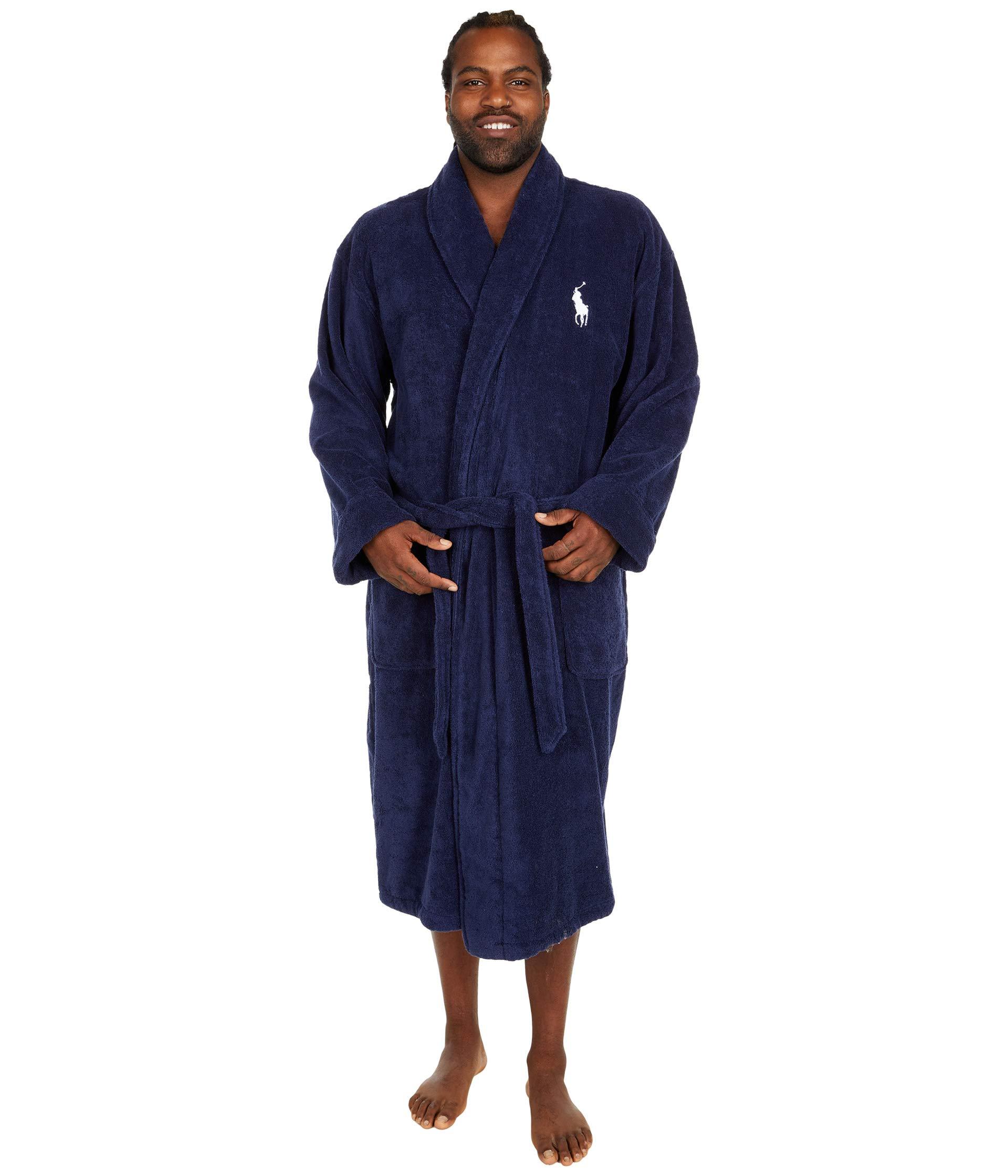 Polo Ralph Lauren Cotton Tall Terry Shawl Collar Robe in Navy (Blue