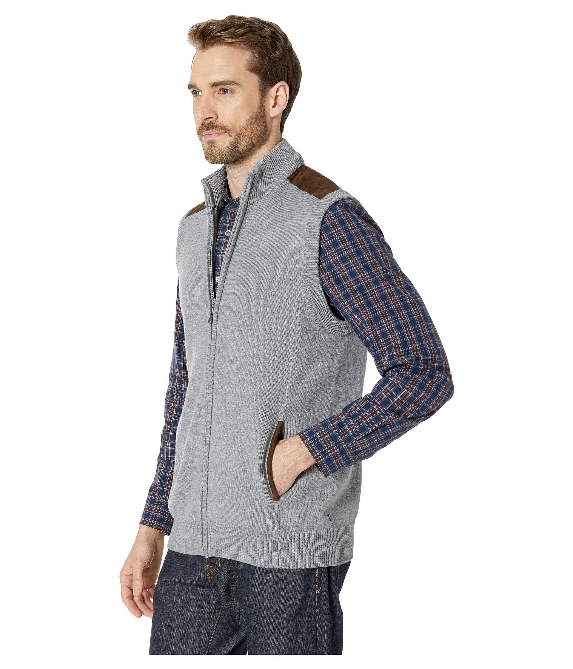 Download Chaps Cotton-zip Sweater Vest (steel Heather) Vest in Gray ...
