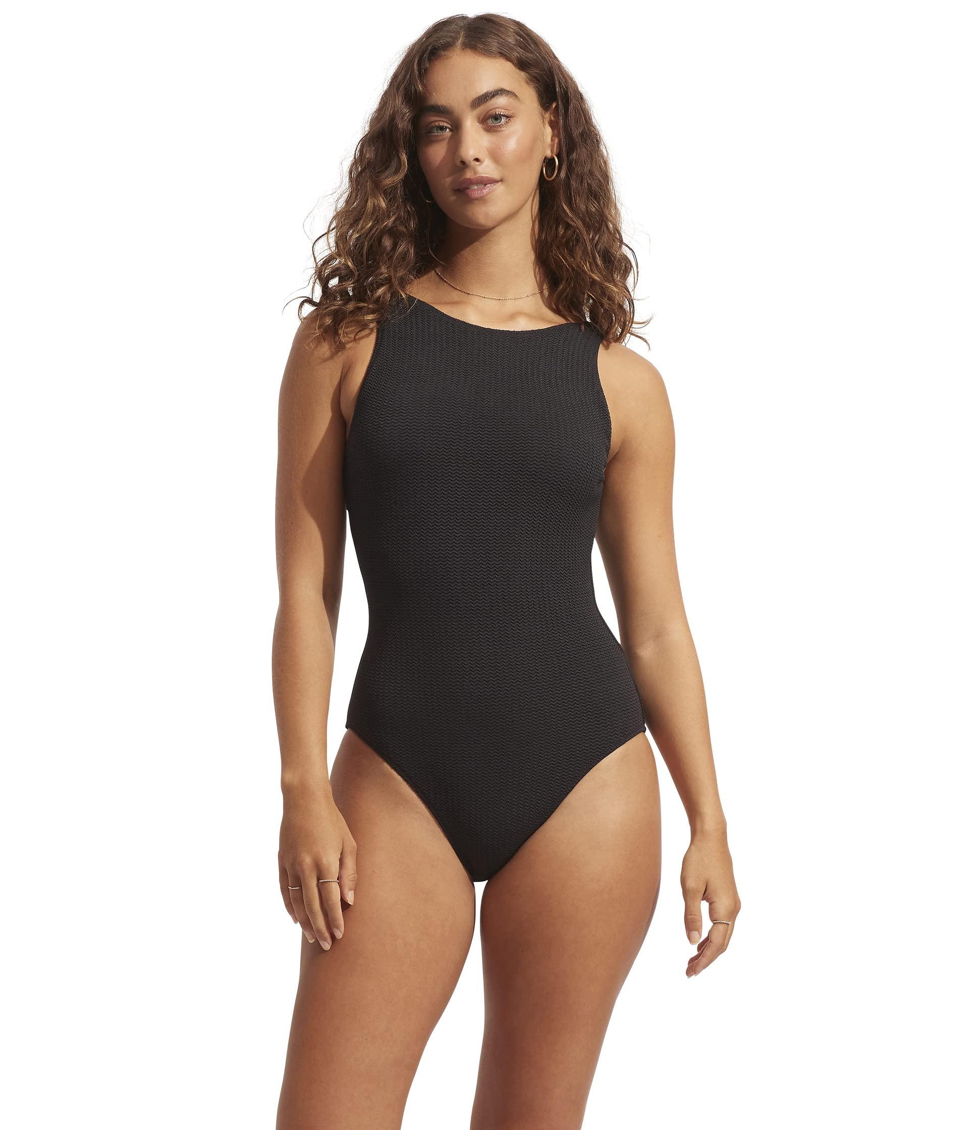 Seafolly Sea Dive High Neck Onepiece in Black Lyst