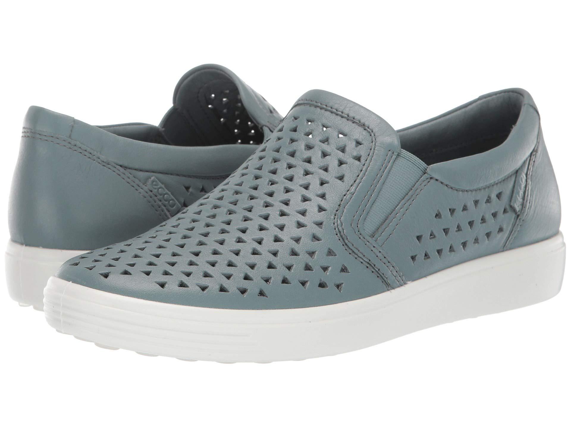 Ecco Leather Soft 7 Laser Cut Slip-on in Blue - Lyst