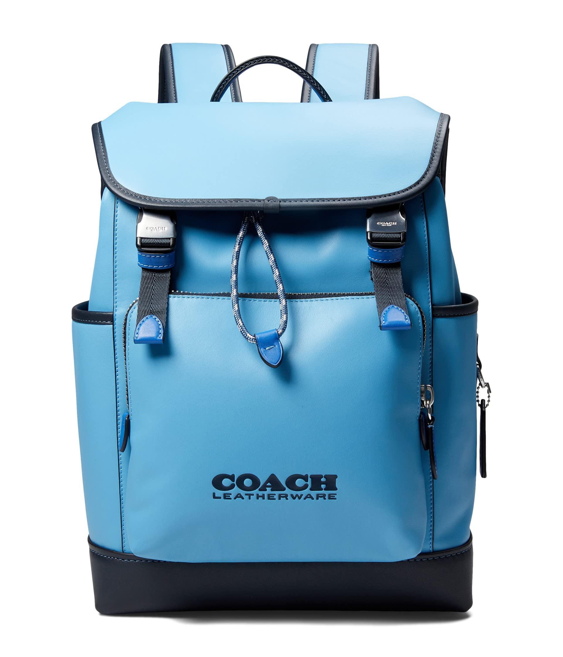 Coach league flap backpack color block in blue for men lyst