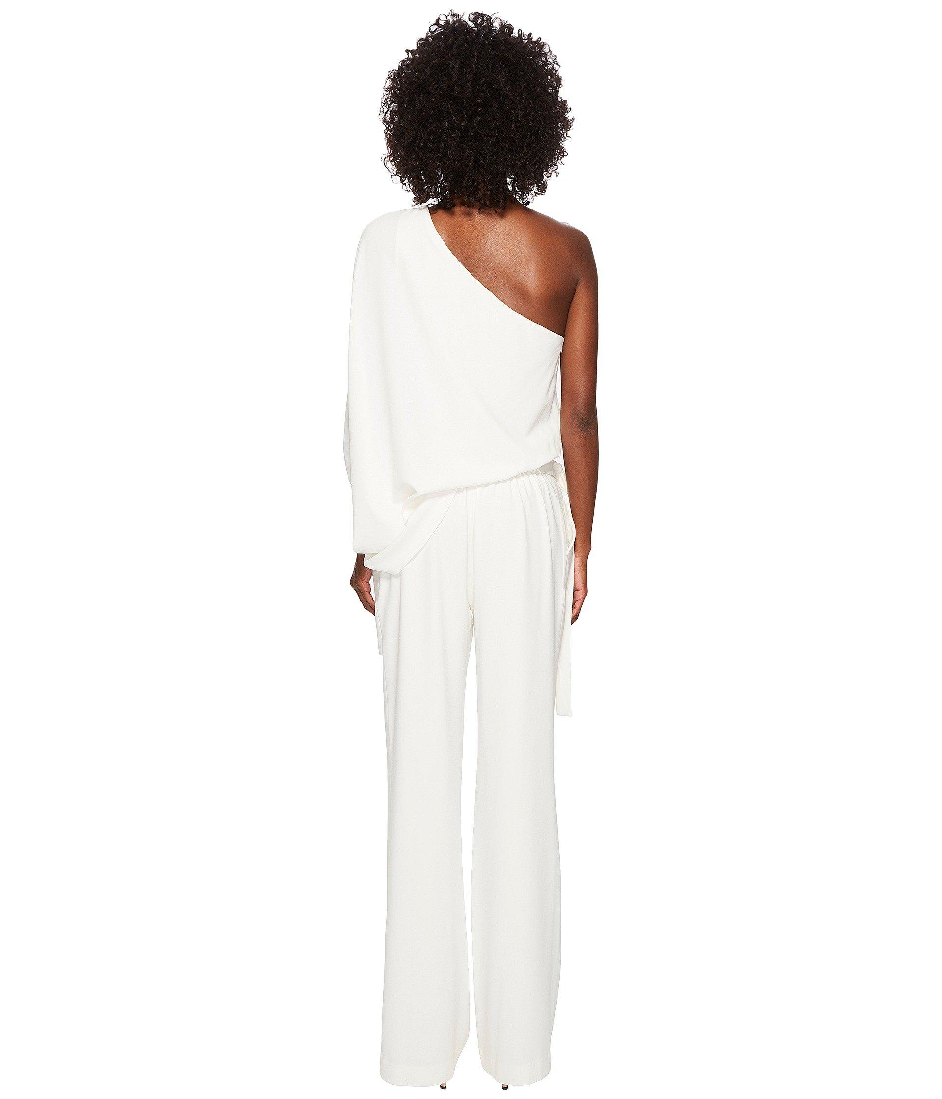 halston heritage asymmetric crepe jumpsuit