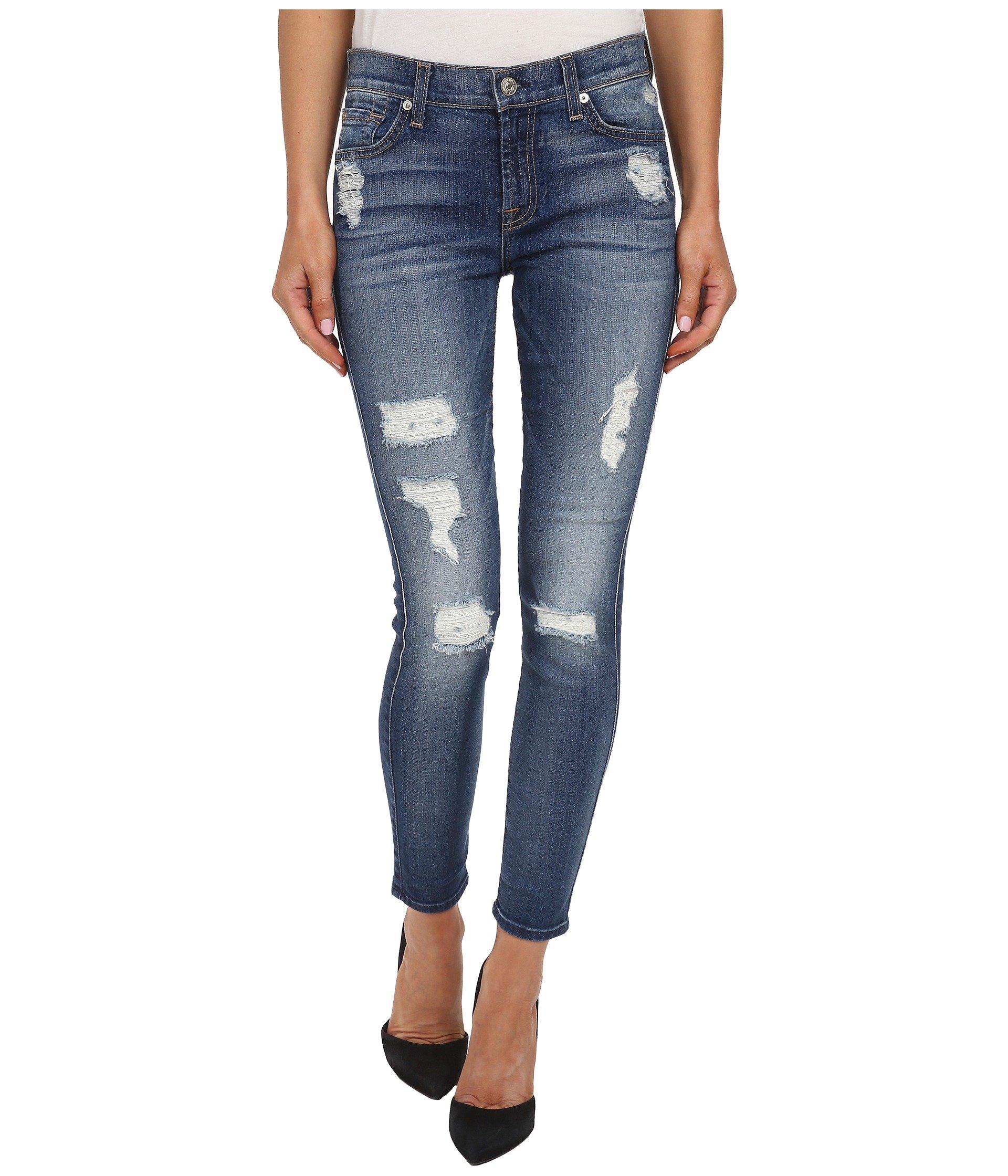 7 For All Mankind Denim The Ankle Skinny W/ Destroy In Distressed ...