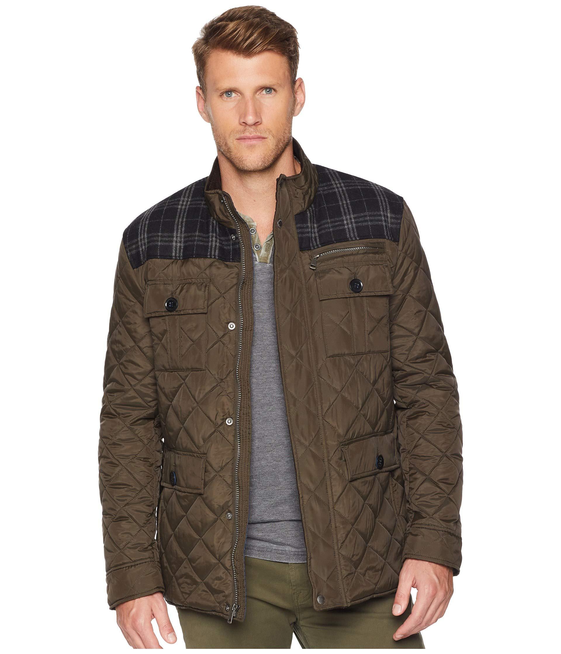 Cole Haan Synthetic Mixed Media Multi-pockets Quilted Jacket in Olive