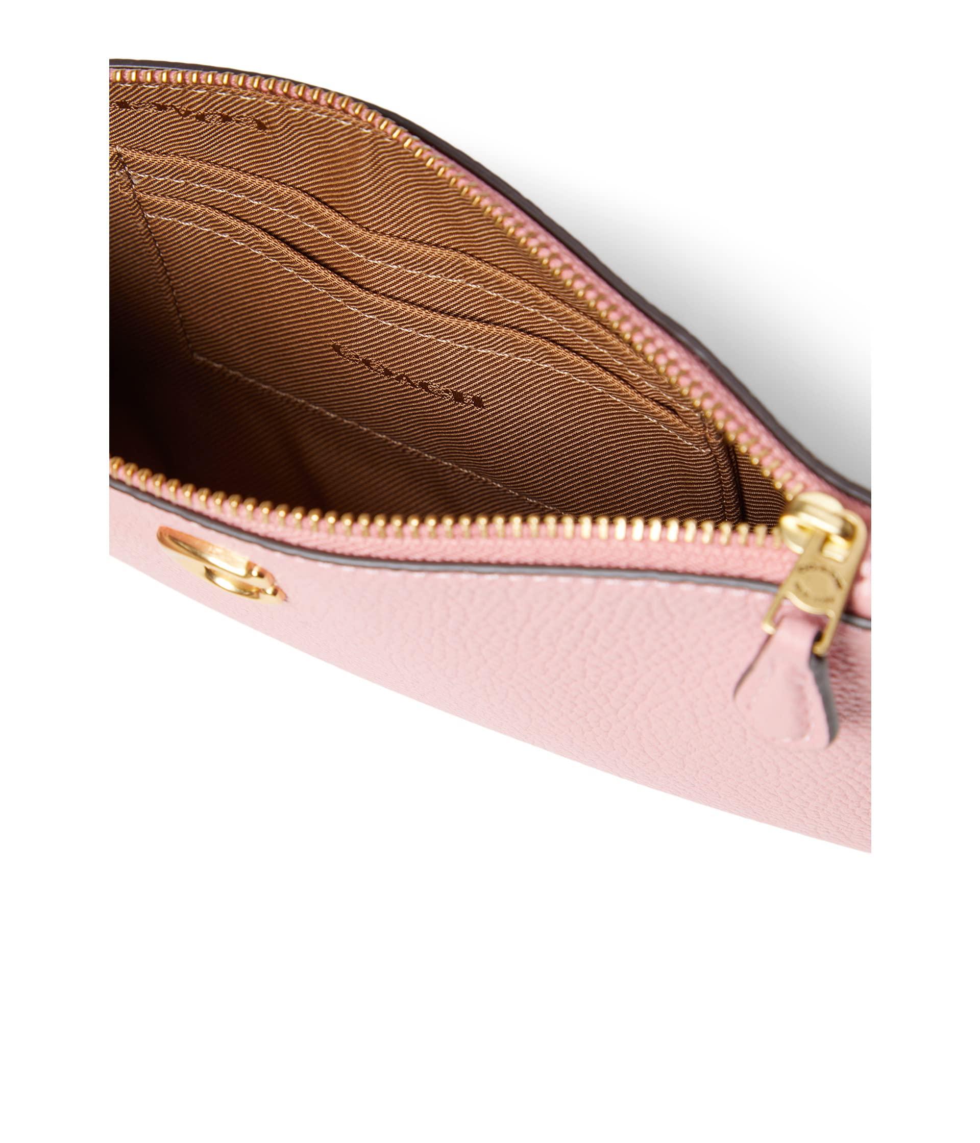 COACH Small Pebble Pink Leather Wristlet