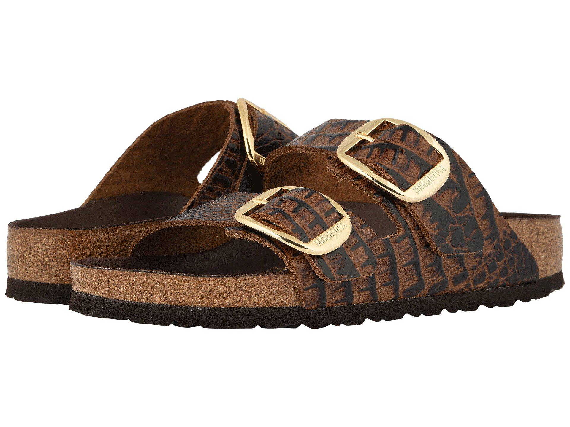 Birkenstock Arizona Big Buckle Stamped Leather Sandals in Brown - Lyst