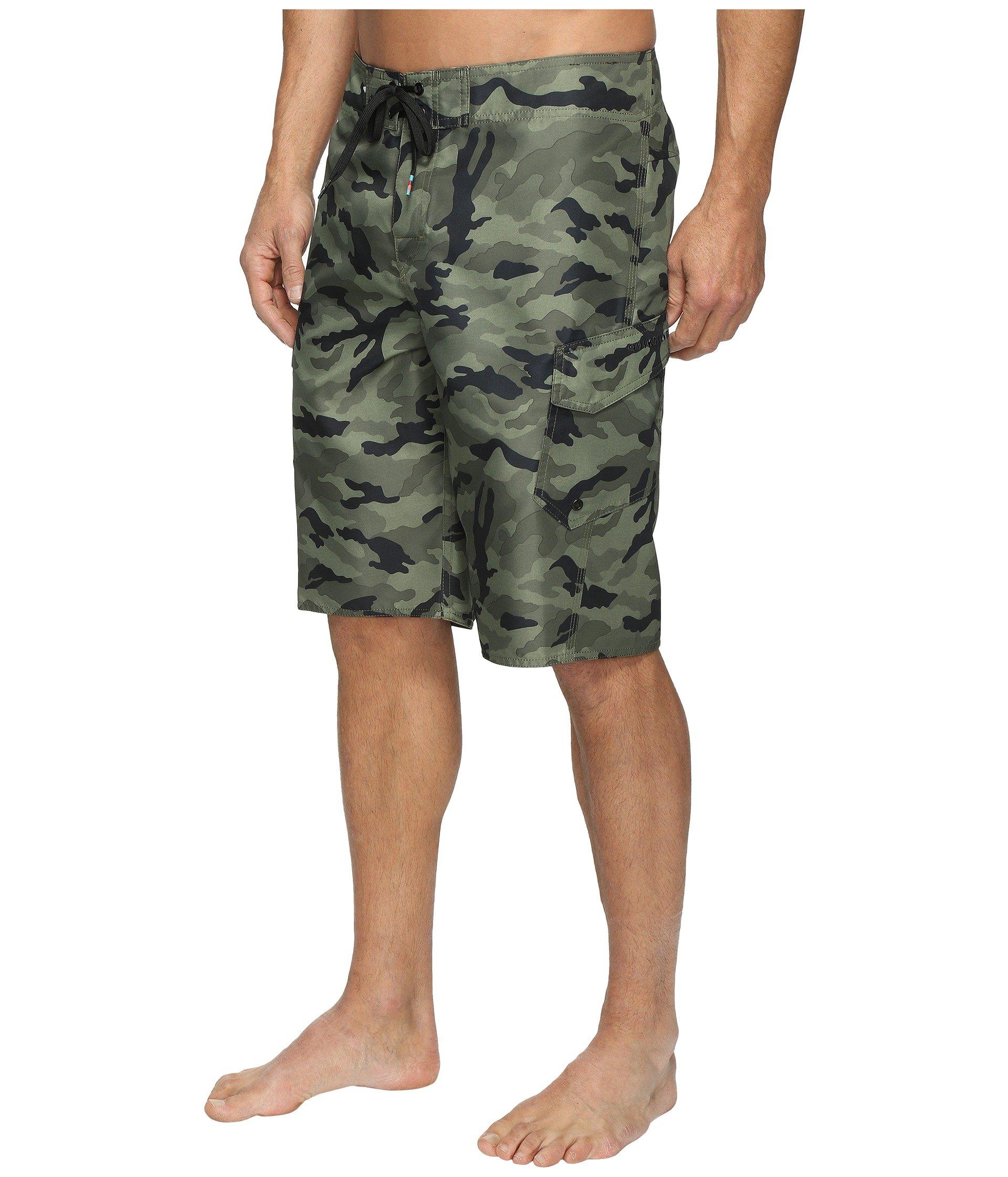 Quiksilver Synthetic Manic Camo 22 Boardshorts in Forest Night (Green