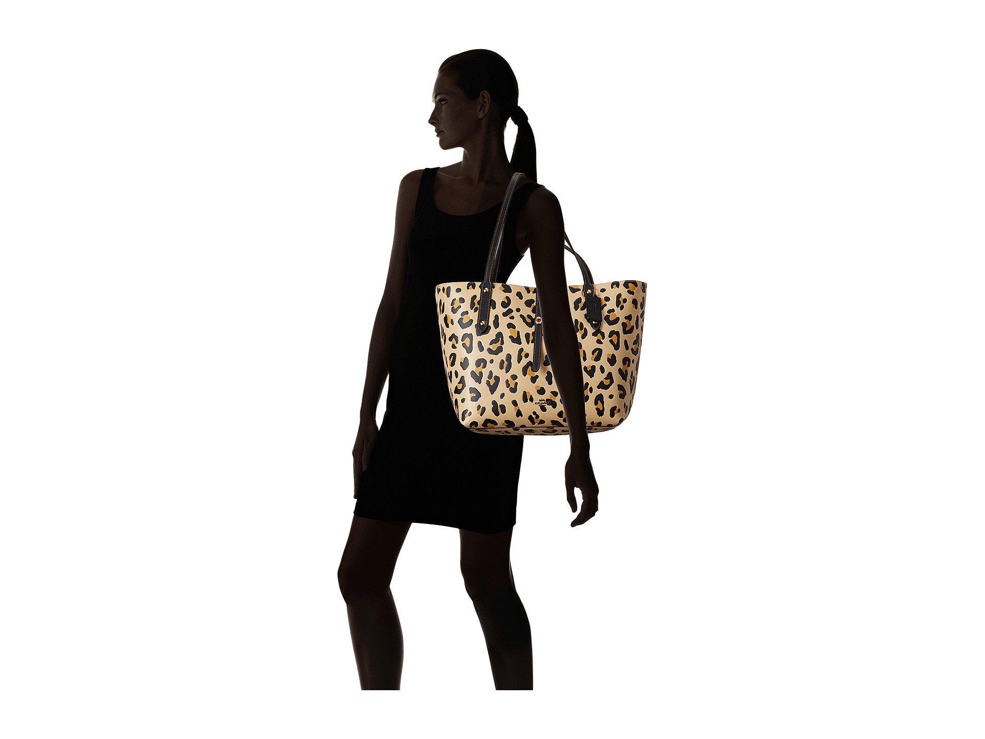 coach leopard print market tote
