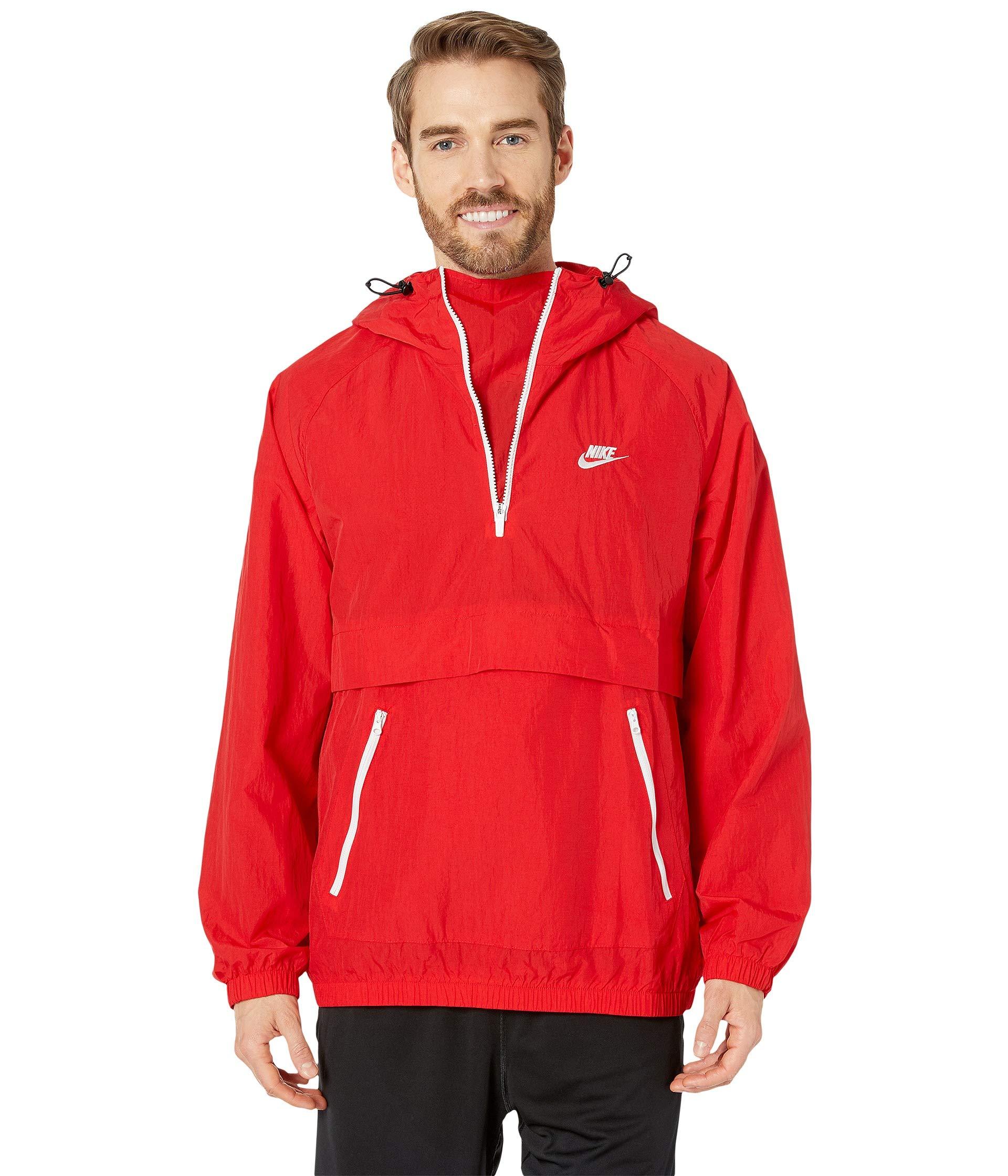 Nike Synthetic Nsw Hooded Woven Anorak Jacket (university Red 