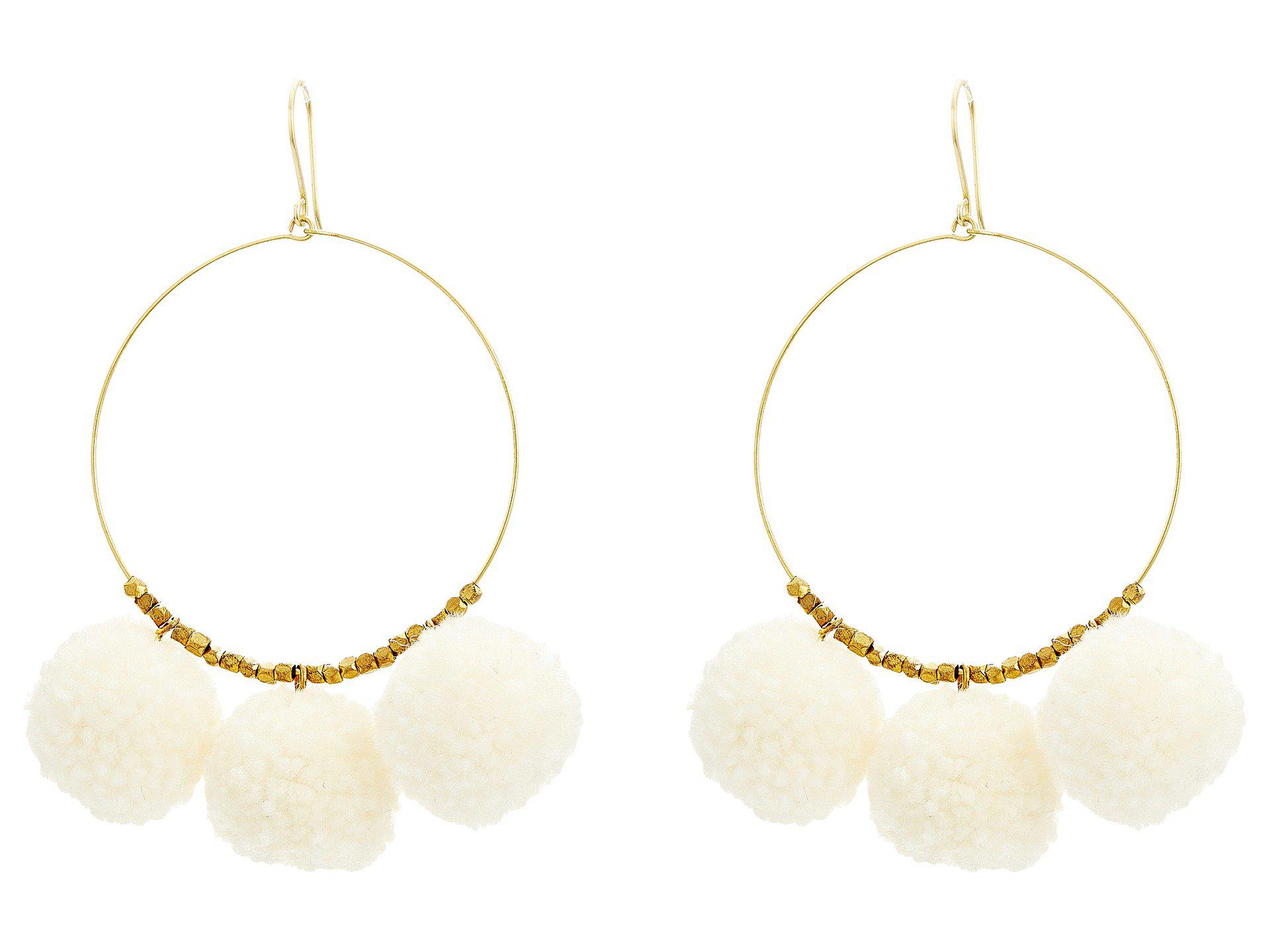 white pom pom earrings