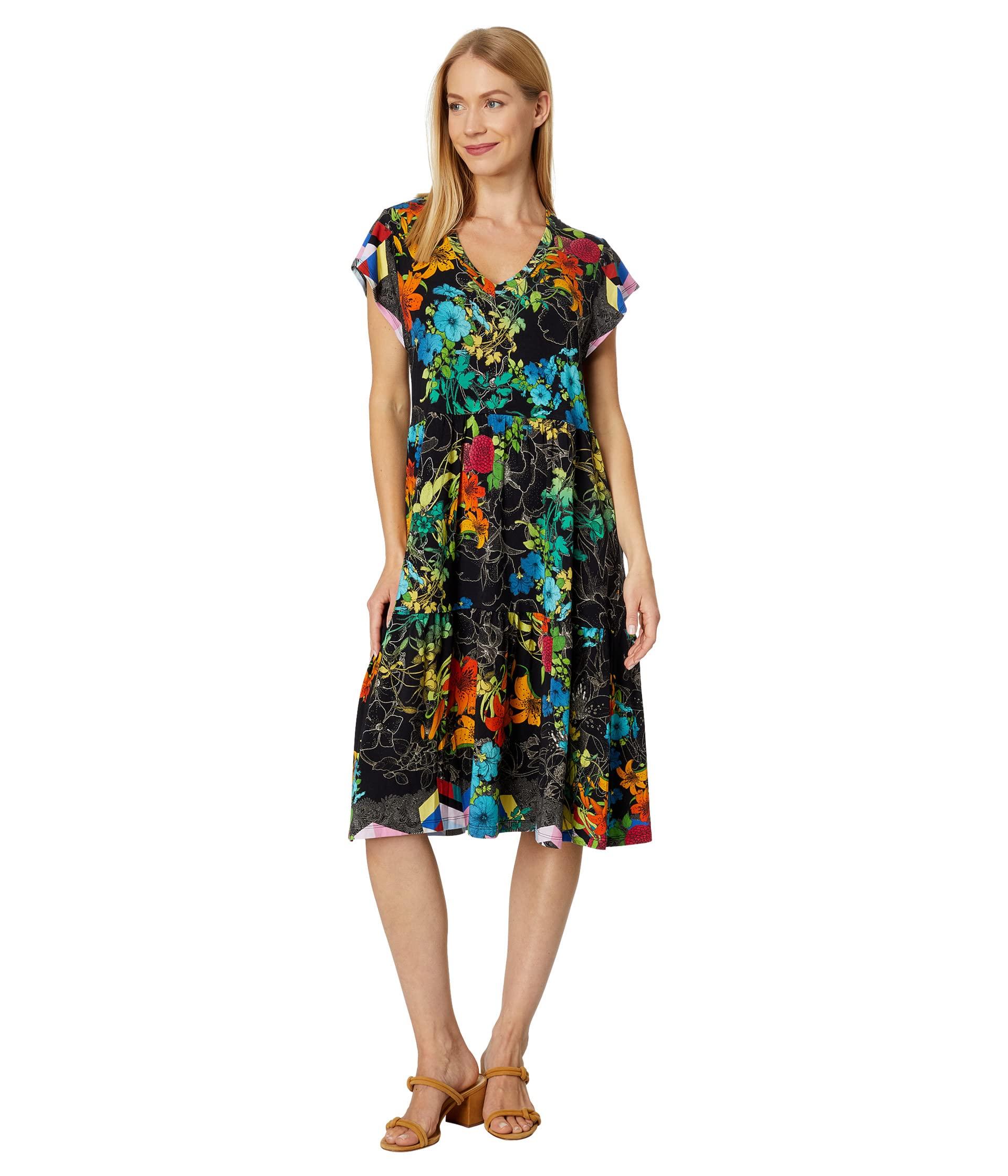 Johnny Was Nero Sequence Tiered Tea Length Dress in Green | Lyst