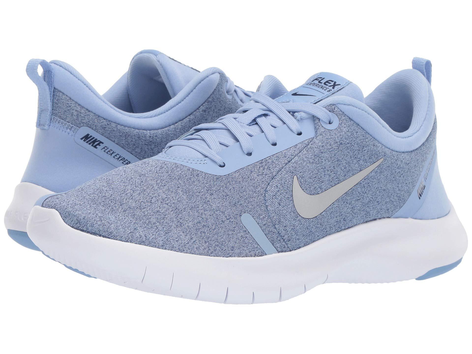 Nike Flex Experience Rn 8 (white/white/pure Platinum/wolf Grey) Women's  Running Shoes in Blue