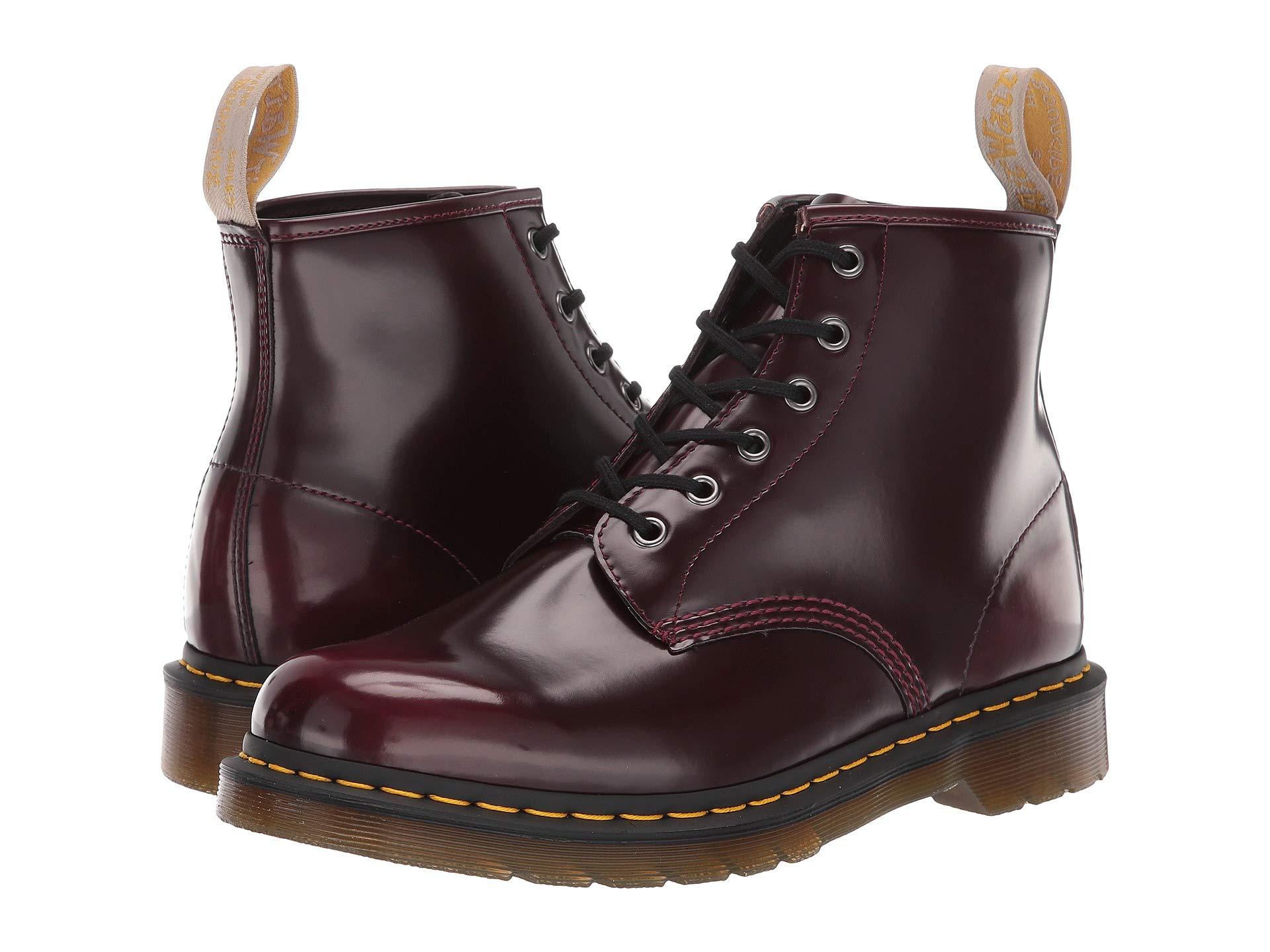 dr martens vegan 1460 red chrome flat ankle boots