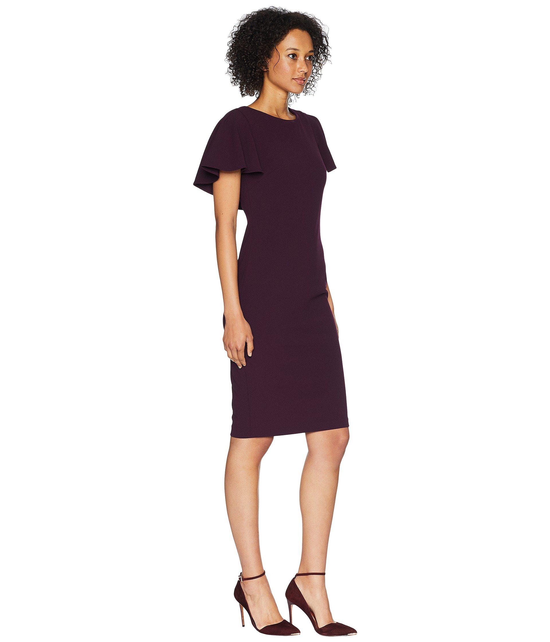 Calvin Klein Flutter Sleeve Sheath Dress Cd8c133d in Purple | Lyst