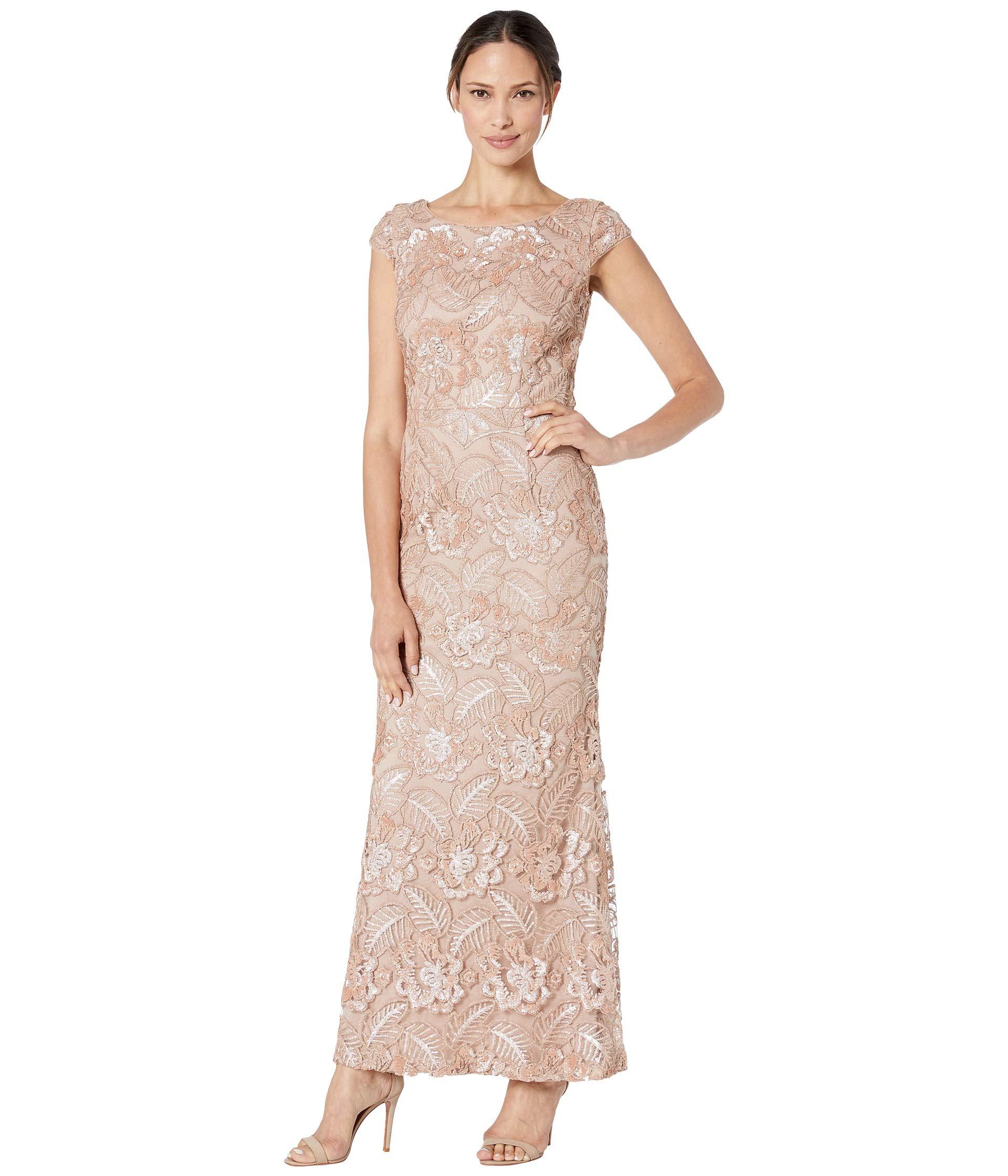 Alex Evenings Synthetic Long Embroidered Dress With Sequin Detail in