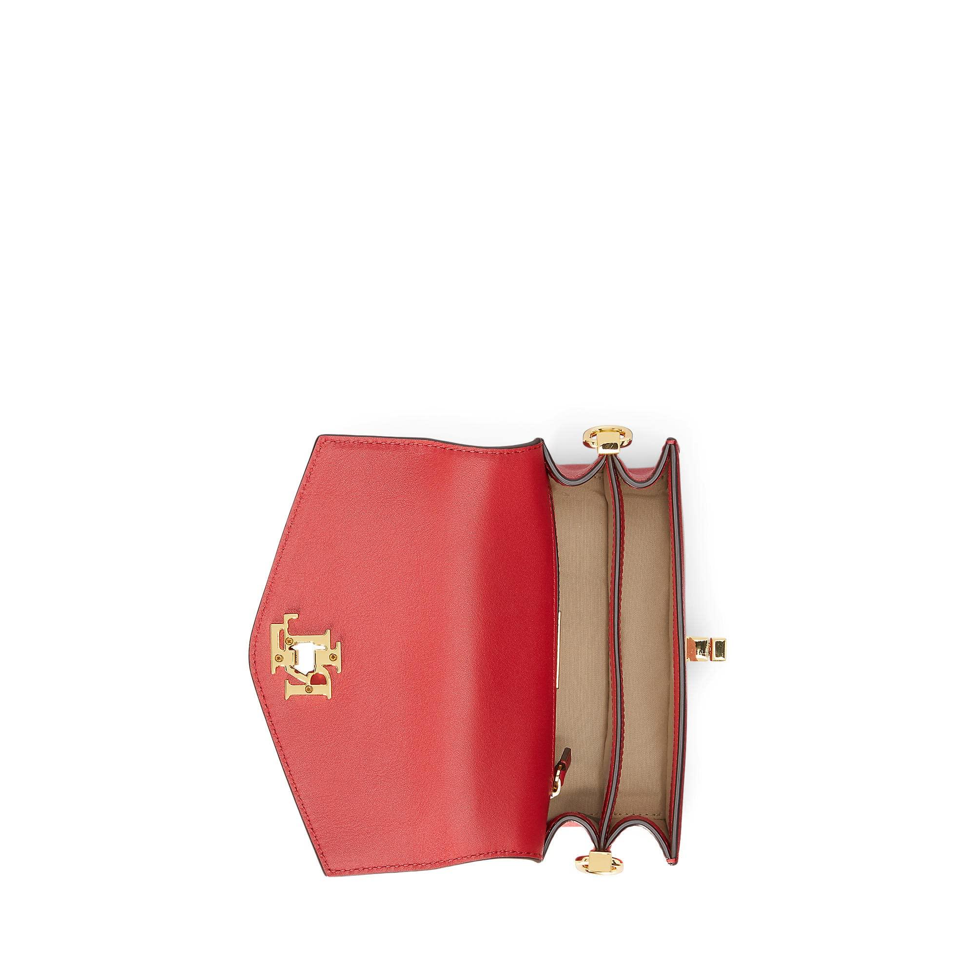 Lauren by Ralph Lauren Tremont Leather Small Crossbody Bag in Red