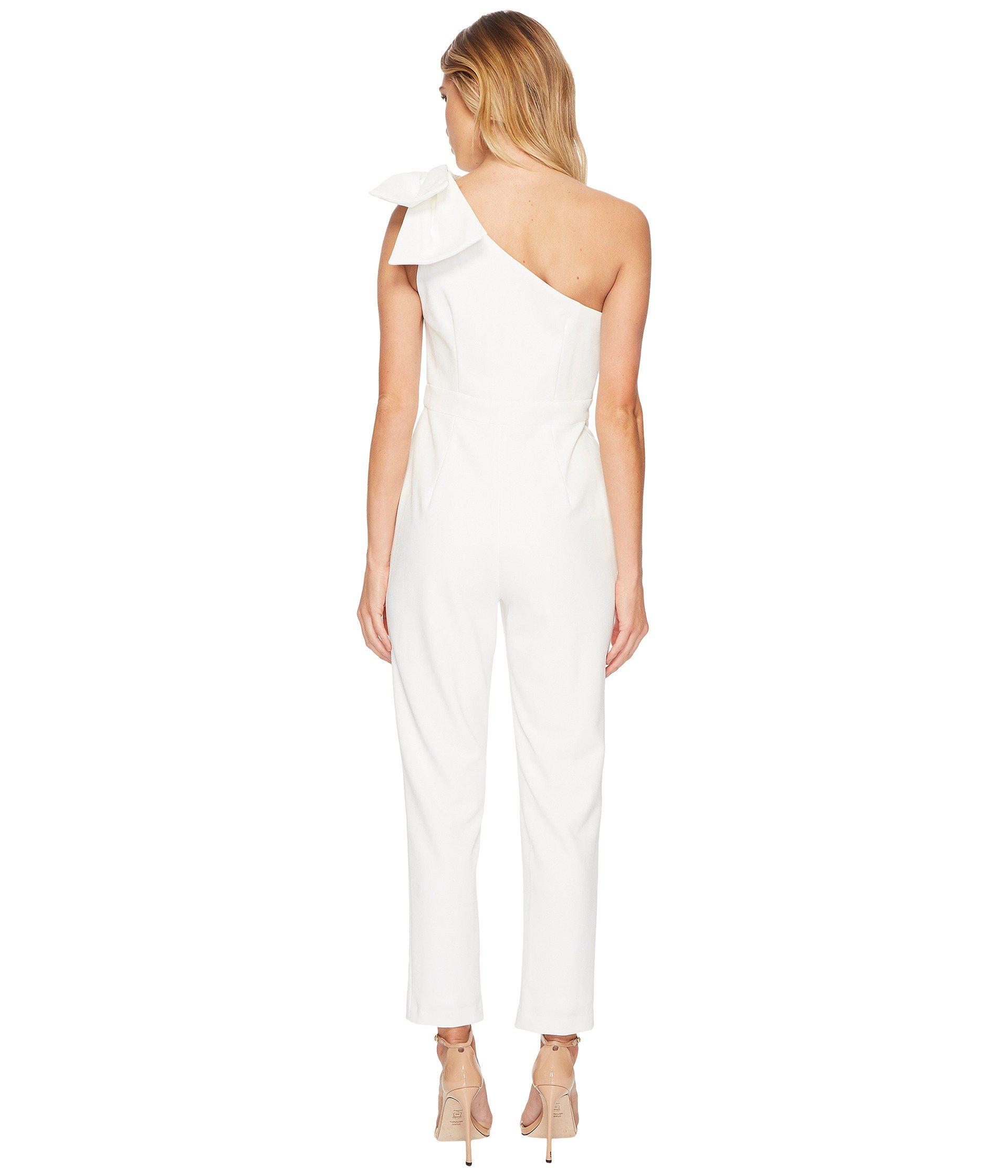Adrianna Papell One Shoulder Jumpsuit With Bow Detail in White - Lyst