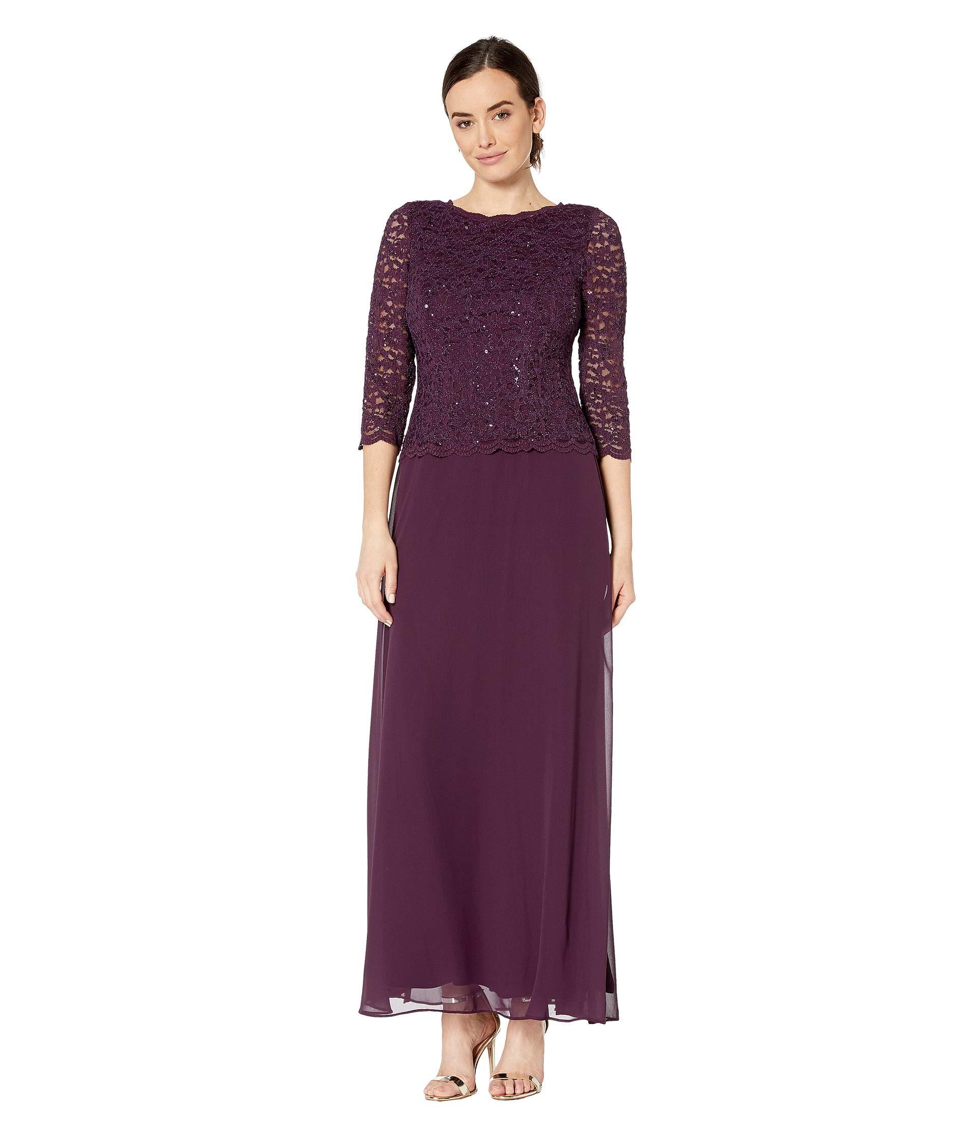 Alex Evenings Sequin Lace & Chiffon Gown in Purple | Lyst
