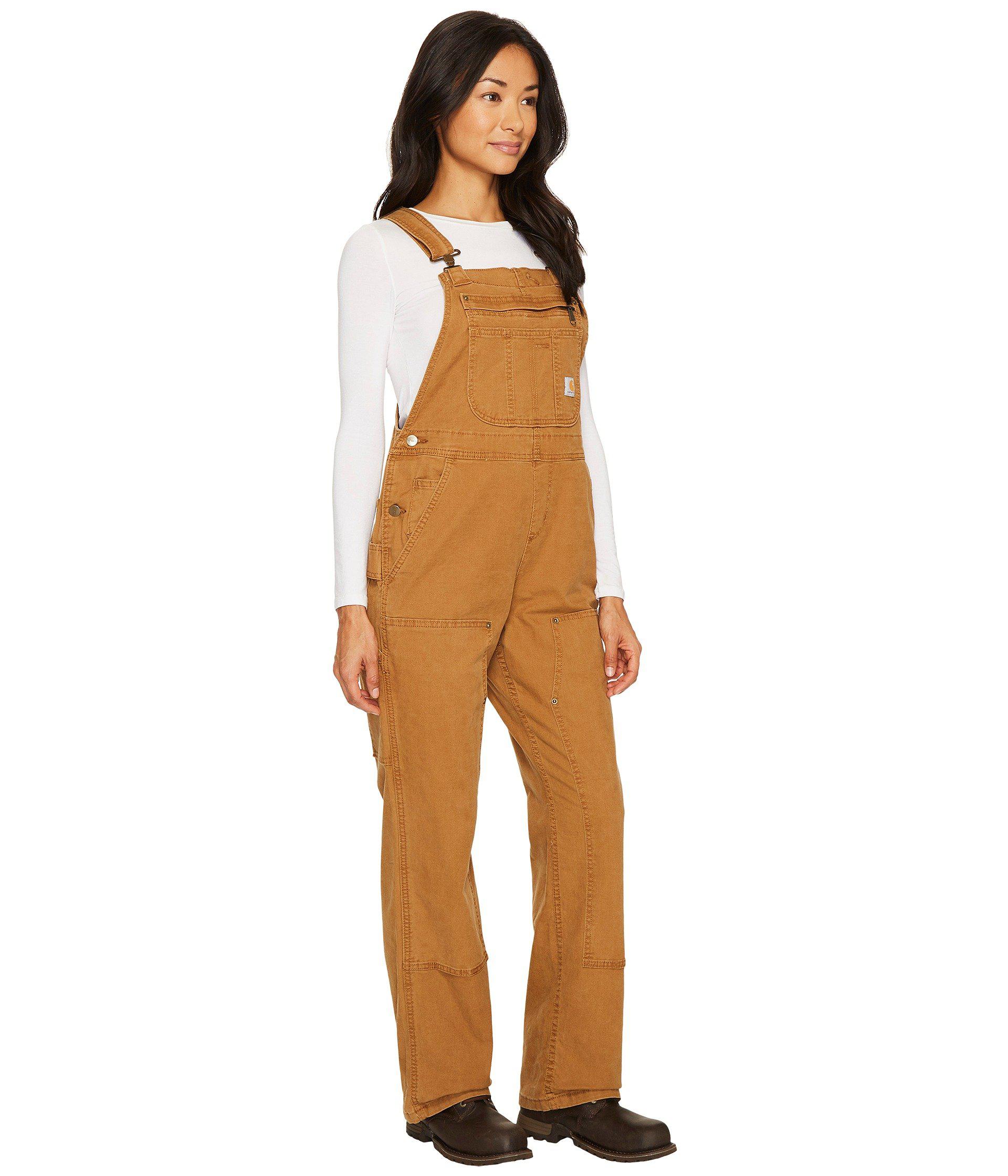 Carhartt Cotton Crawford Double Front Bib Overalls (dark Brown) Women's Overalls One Piece Lyst