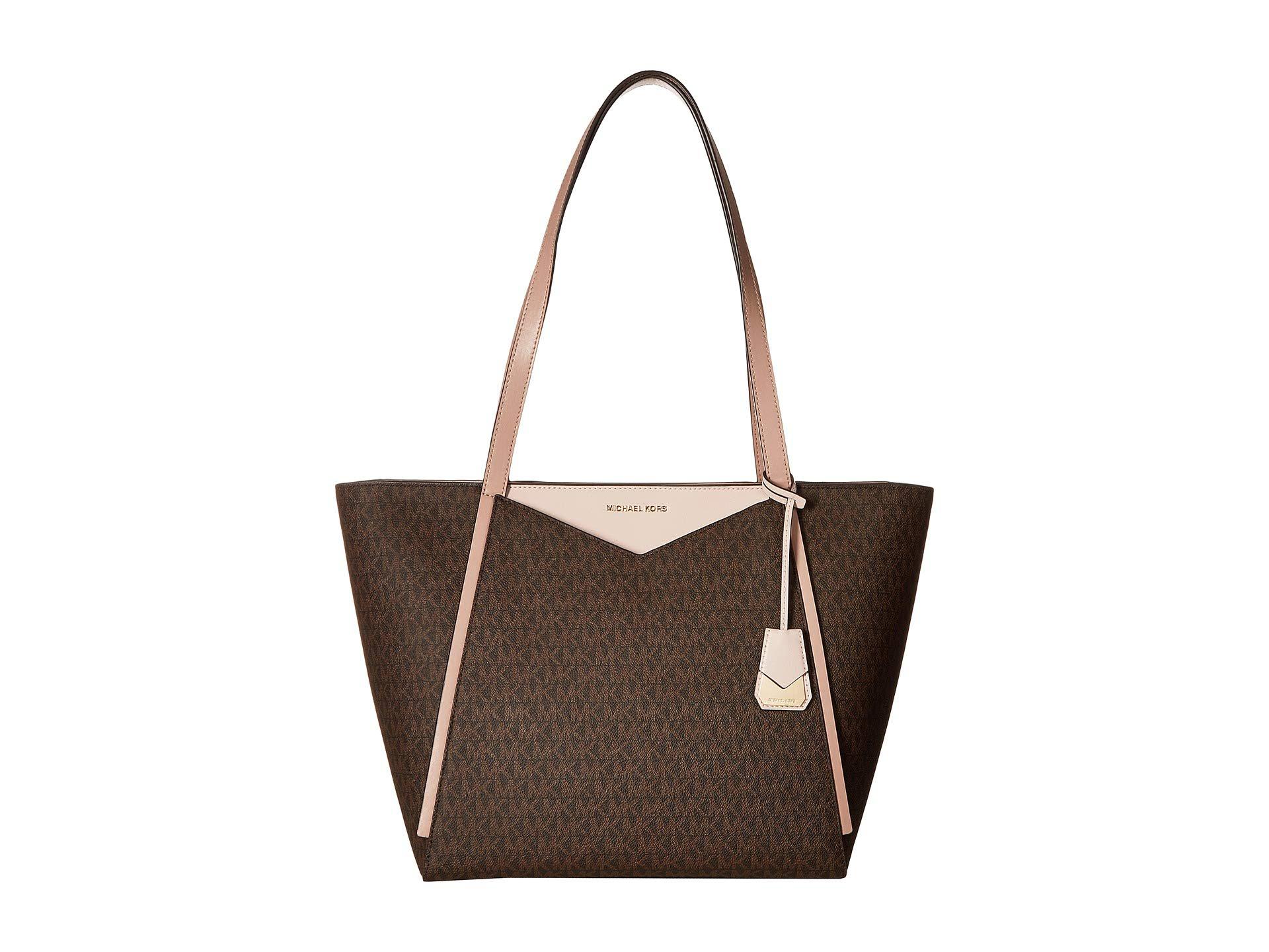 MICHAEL Michael Kors Synthetic Whitney Large Top Zip Tote (brown/soft Pink/fawn) Tote Handbags ...