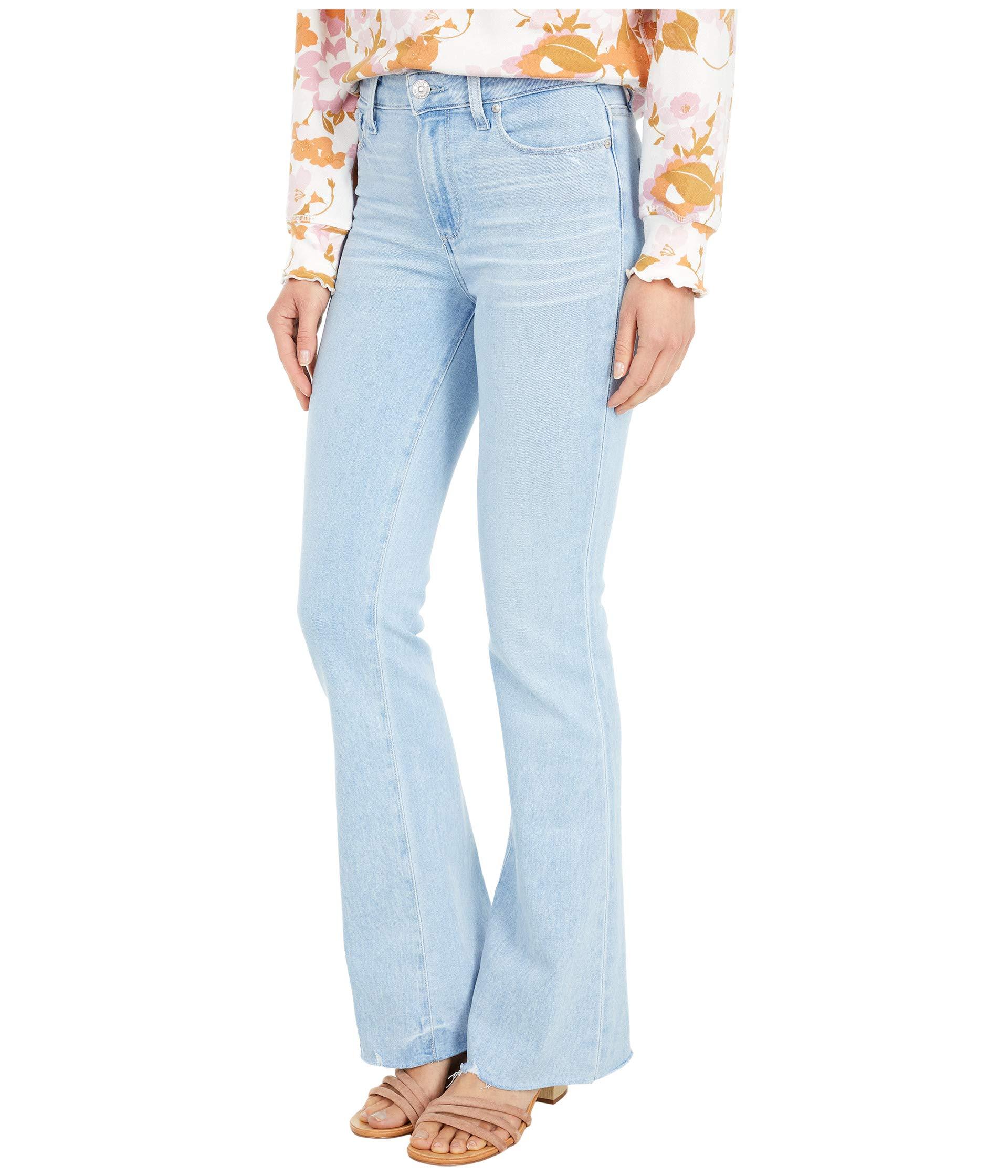 PAIGE High-rise Laurel Canyon W/ Raw Hem In Rally Distressed Jeans in Blue  | Lyst