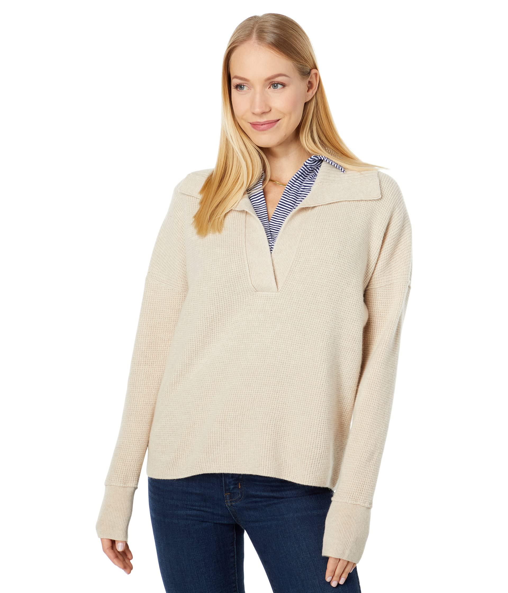 Vineyard Vines Cashmere Waffle Polo Sweater in Natural | Lyst